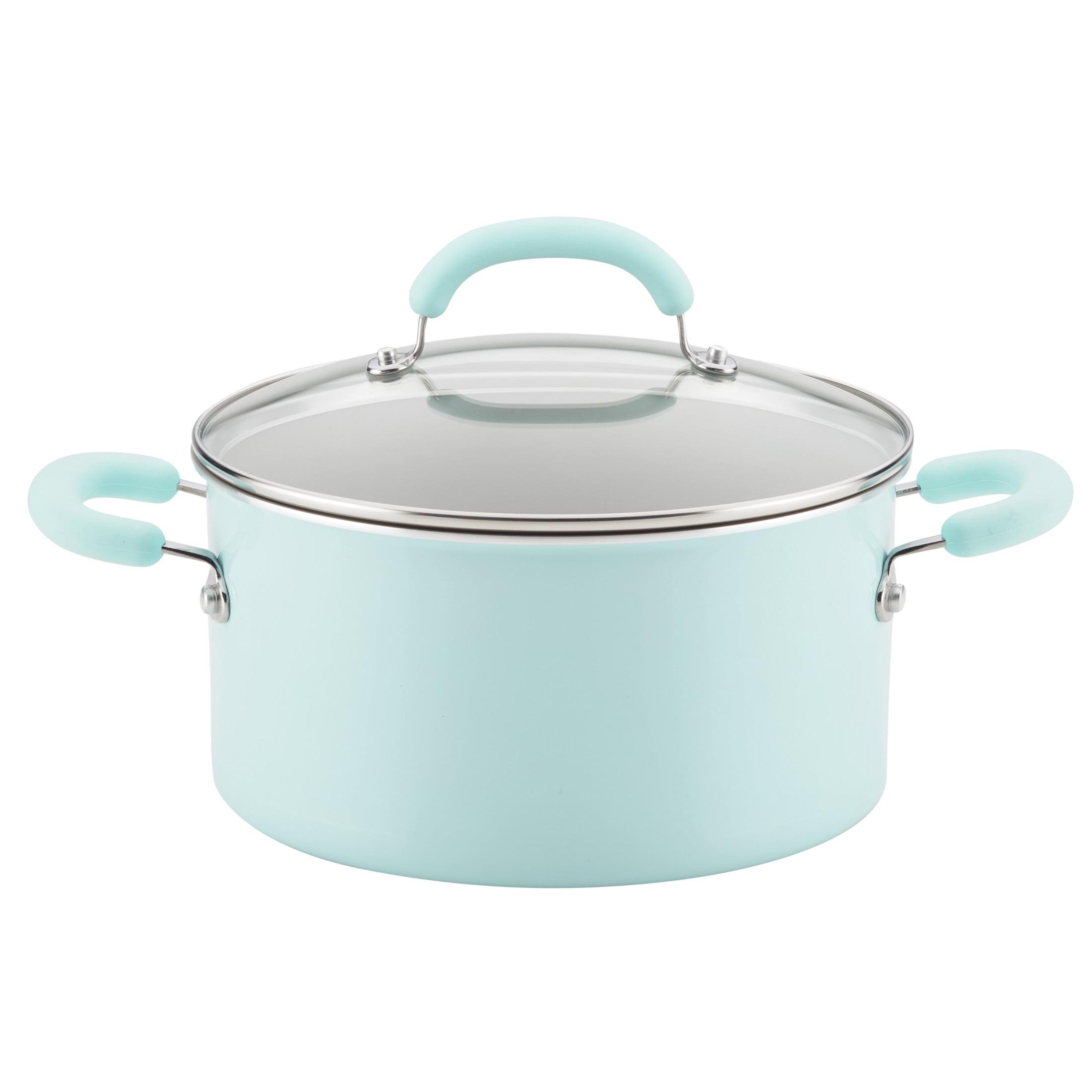 Rachael Ray Create Delicious 6 Quart Aluminum Nonstick Stockpot, Light Blue Shimmer