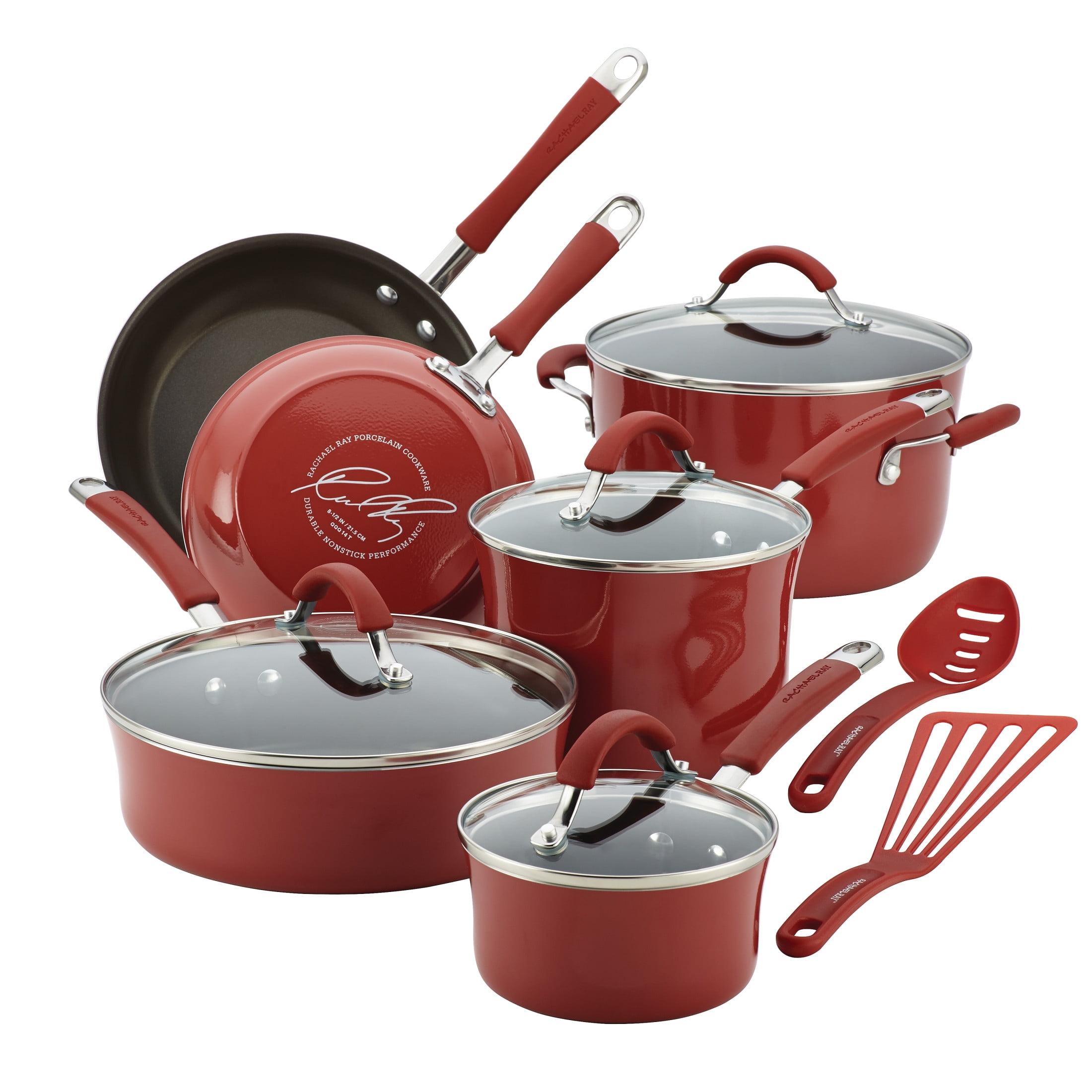 Cranberry Red 12-Piece Nonstick Aluminum Cookware Set