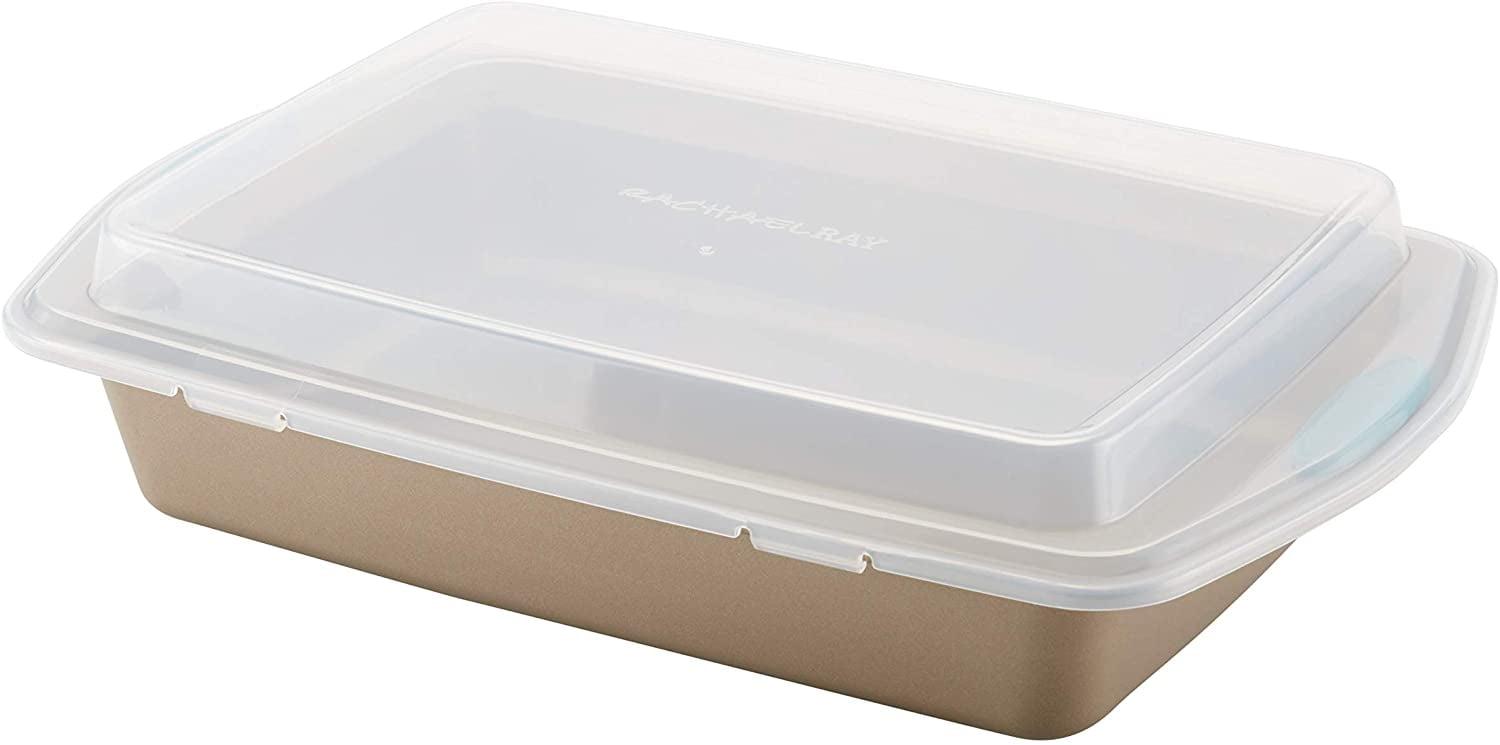 Latte Nonstick Rectangular Baking Pan with Lid and Grips