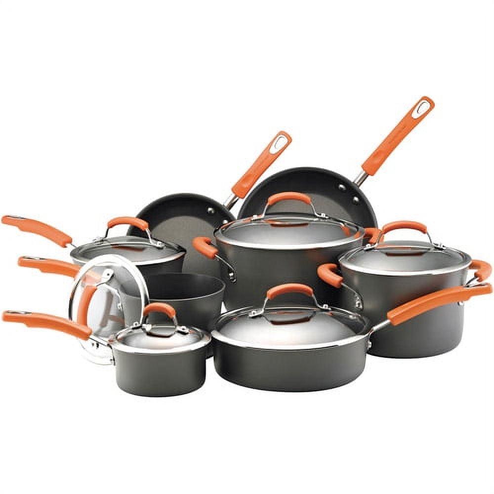 Gray and Orange 14-Piece Nonstick Aluminum Cookware Set