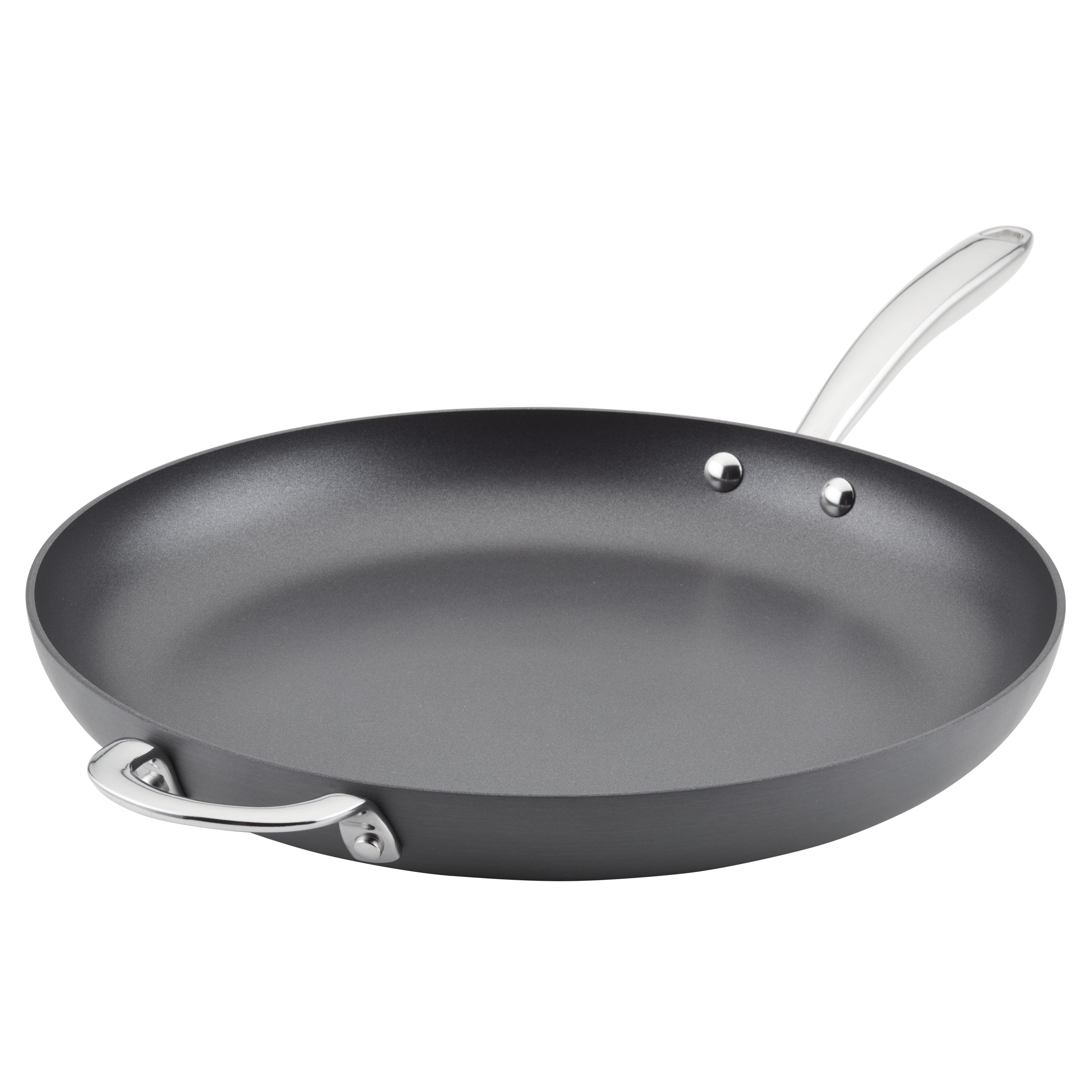 Rachael Ray Hard Anodized 14 inch Nonstick Frying Pan with Helper Handle, Gray