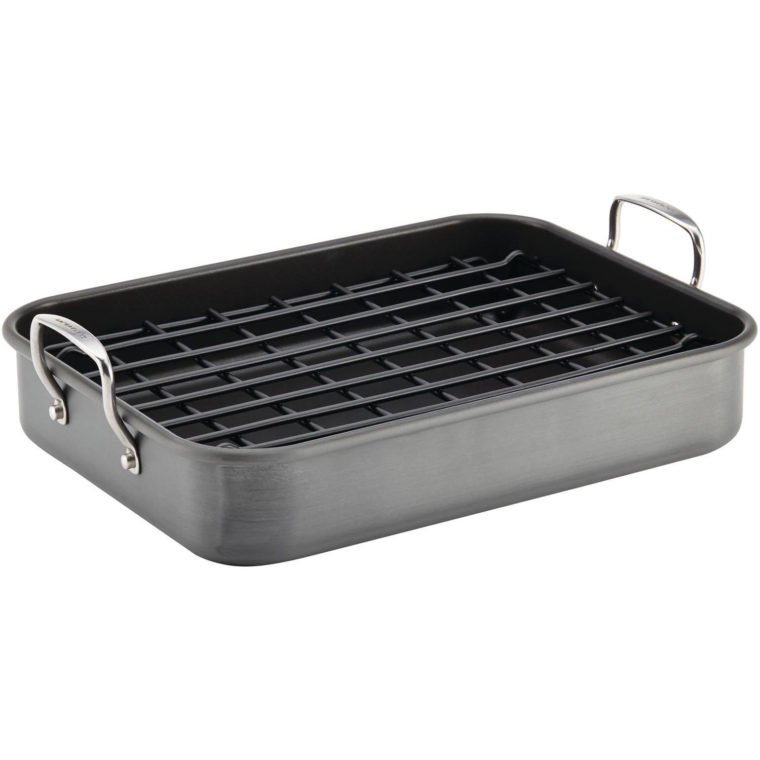 16" x 12" Nonstick Aluminum Roaster with Dual-Height Rack