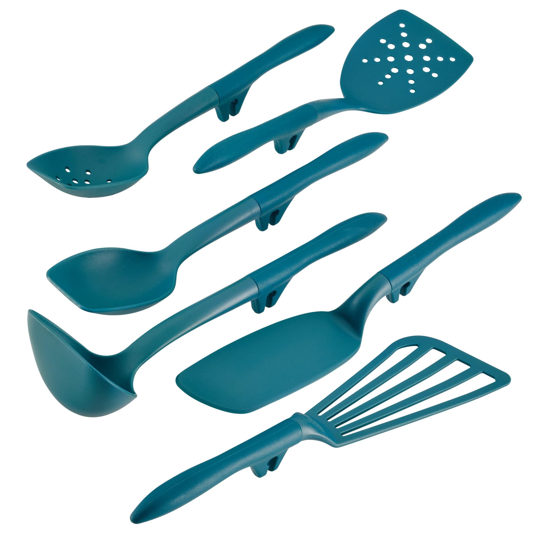 Rachael Ray Lazy Tool 6 Piece Kitchen Utensils Set, Nylon, Teal