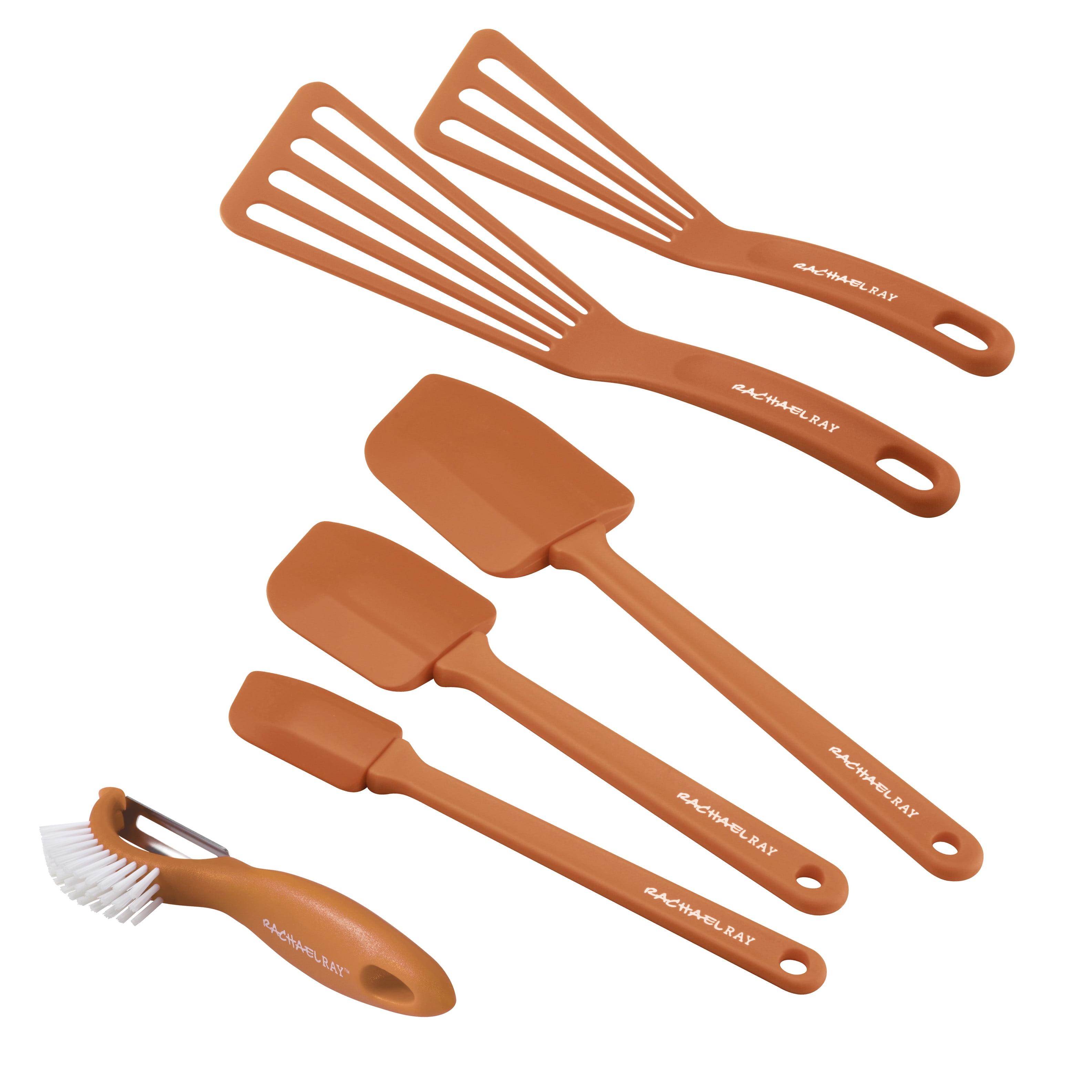 Rachael Ray Tools & Gadgets Nylon Slotted Turner, Veg-a-Peel, and Spatula Set, 6-Piece