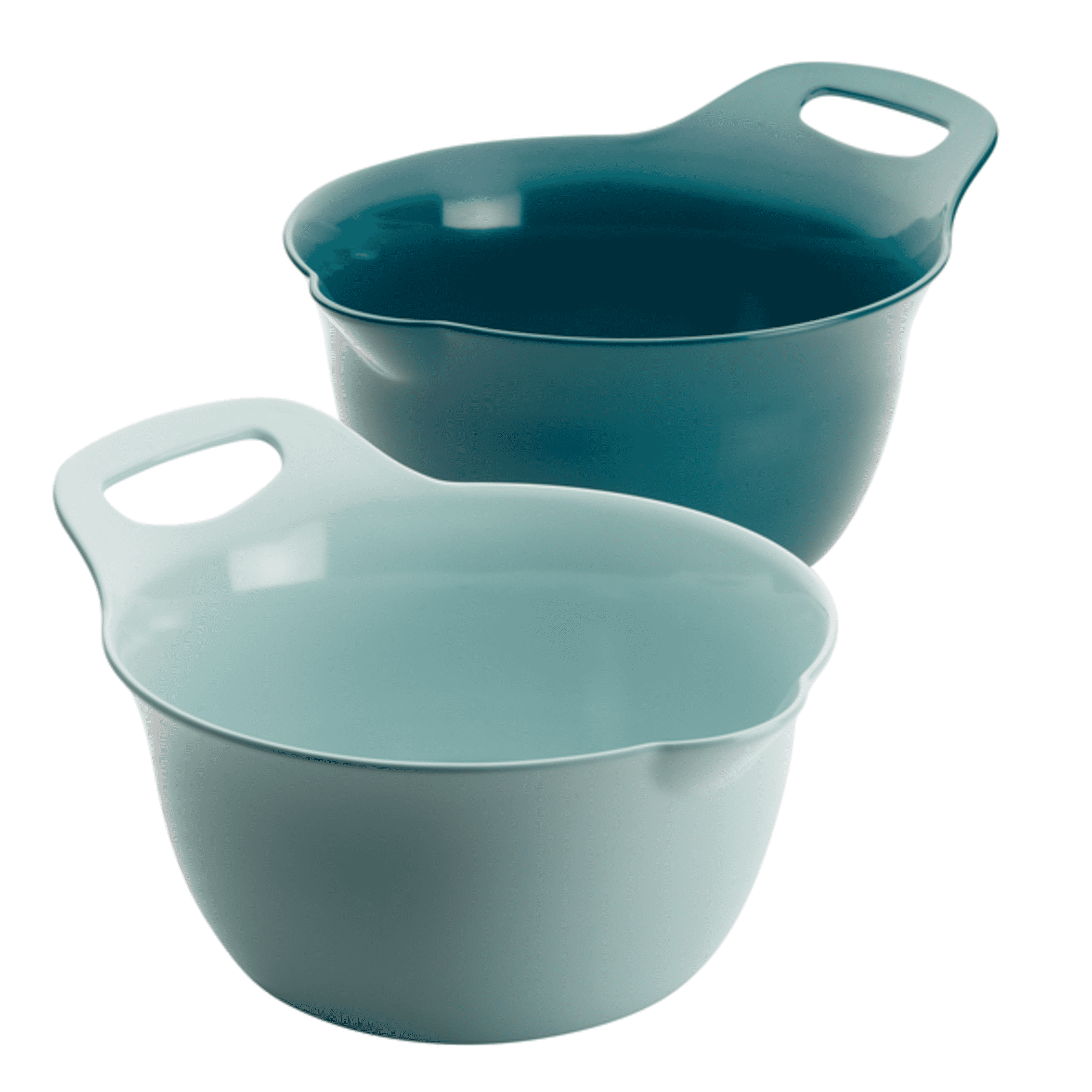 Light Blue and Teal Melamine Nesting Mixing Bowl Set with Handles