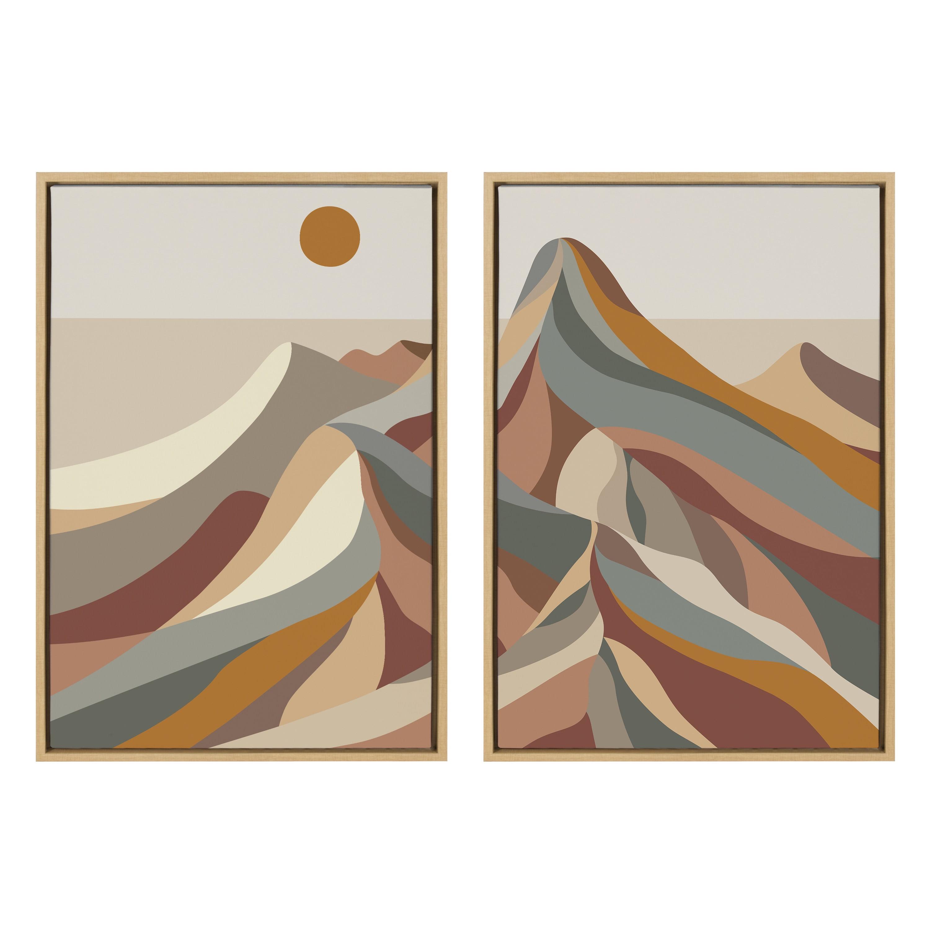 Mid Century Modern Abstract Mountain Landscape Canvas Art Set