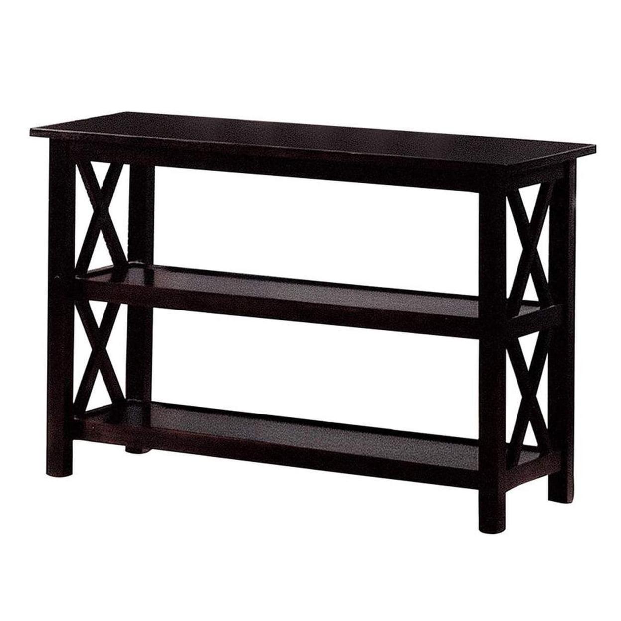 Transitional Merlot Brown 42'' Rectangular Console Table with Storage