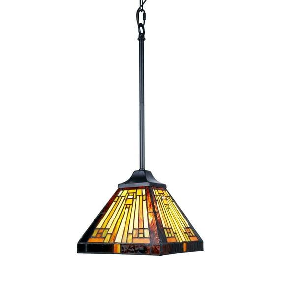 Chloe Lighting Innes Mission Tiffany-Style Blackish Bronze 1 Light Mini Pendant 8" Wide