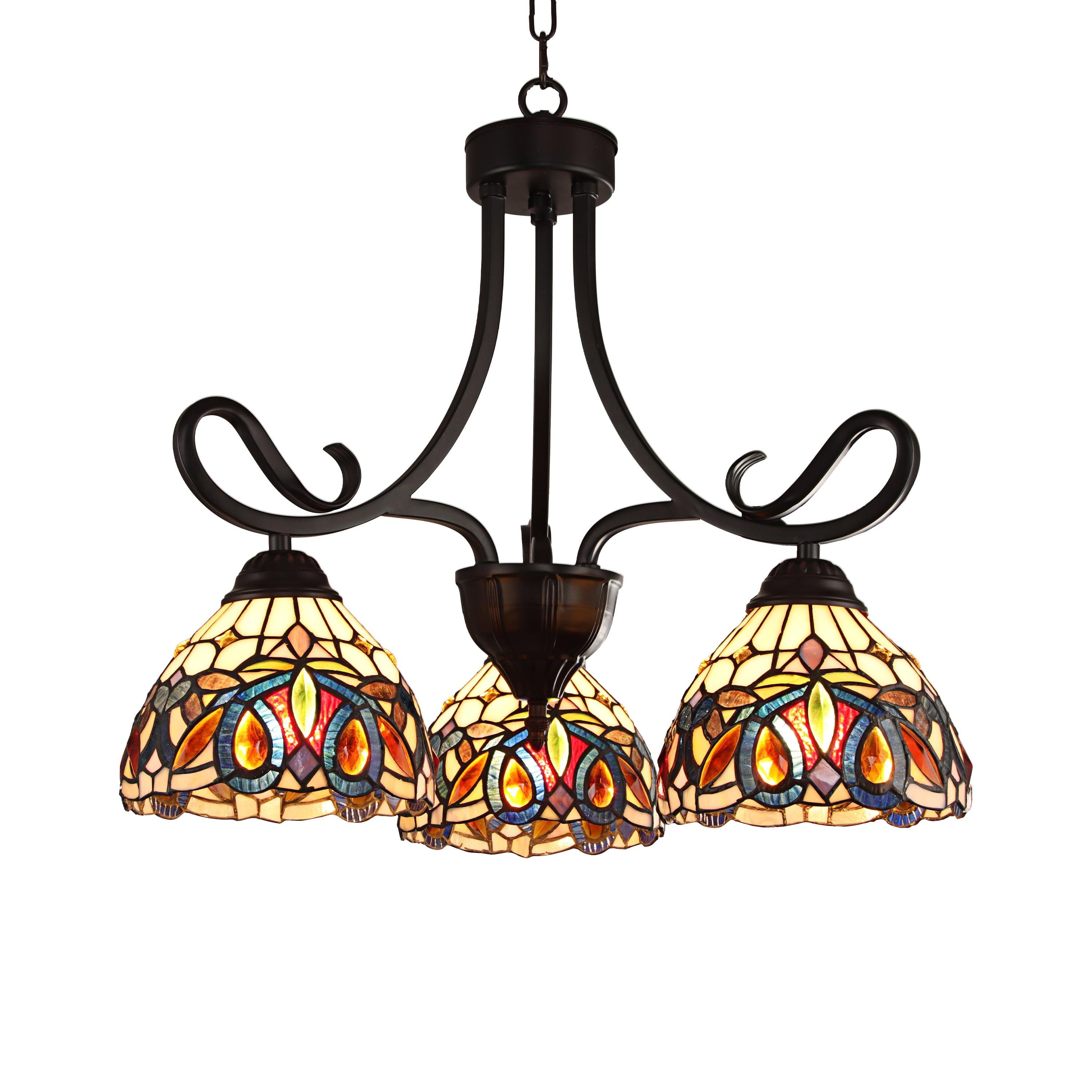 Radiance Goods Victorian Tiffany-Style Dark Bronze 3 Light Mini Chandelier 22" Wide