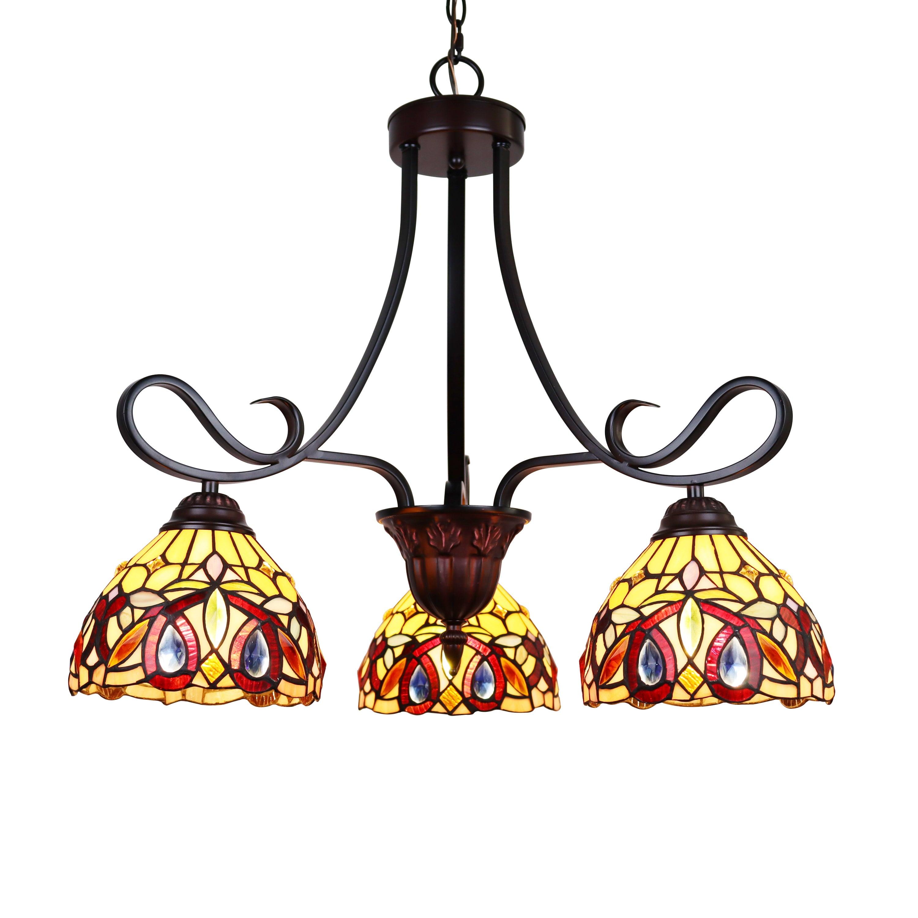 Radiance Goods Victorian Tiffany-Style Dark Bronze 3 Light Mini Chandelier 25" Wide