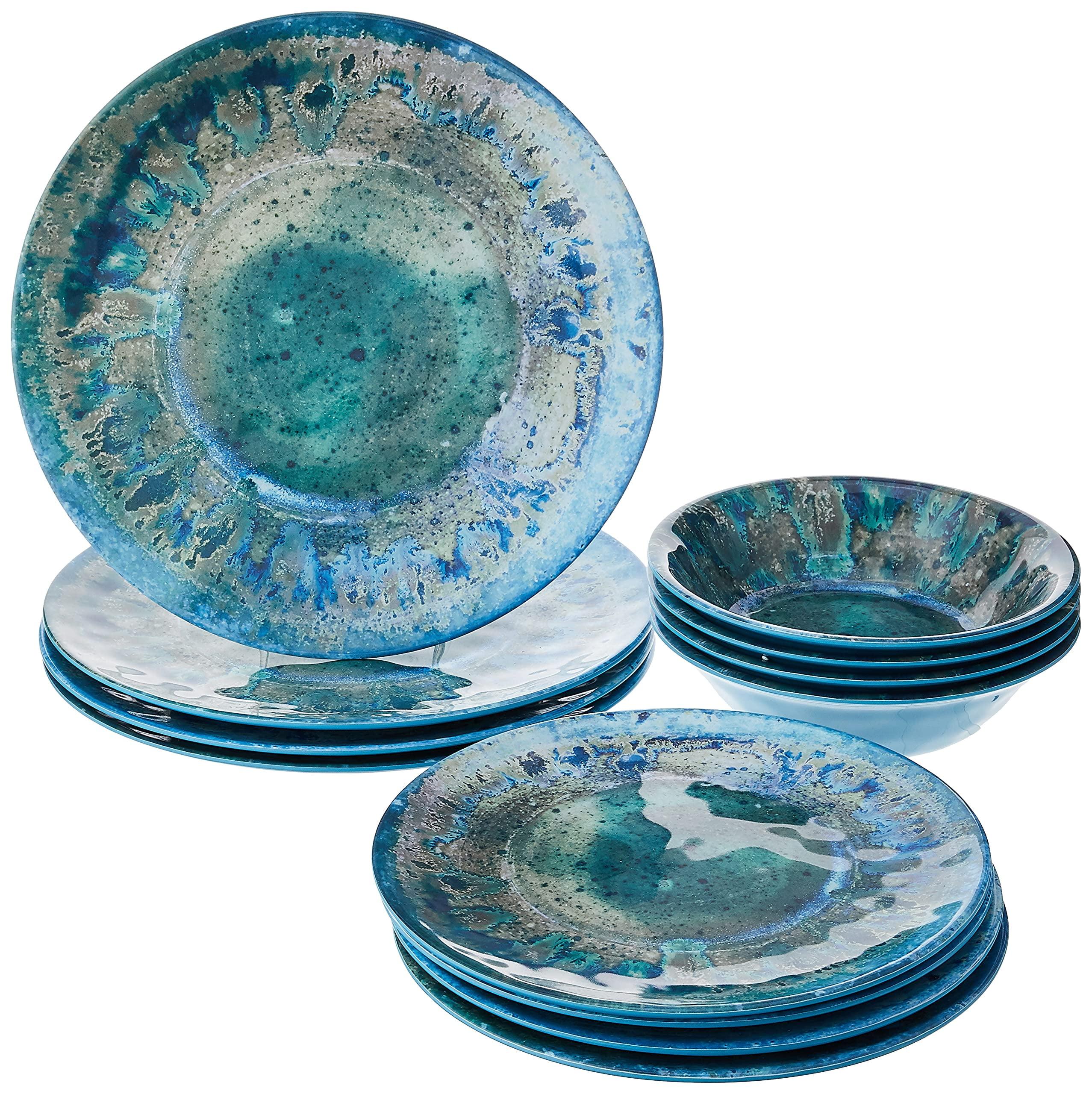 Certified International Certified International Radiance 12 Piece 100% Heavyweight Melamine Dinnerware Set, Service for 4 (Available in TEAL or CREAM)