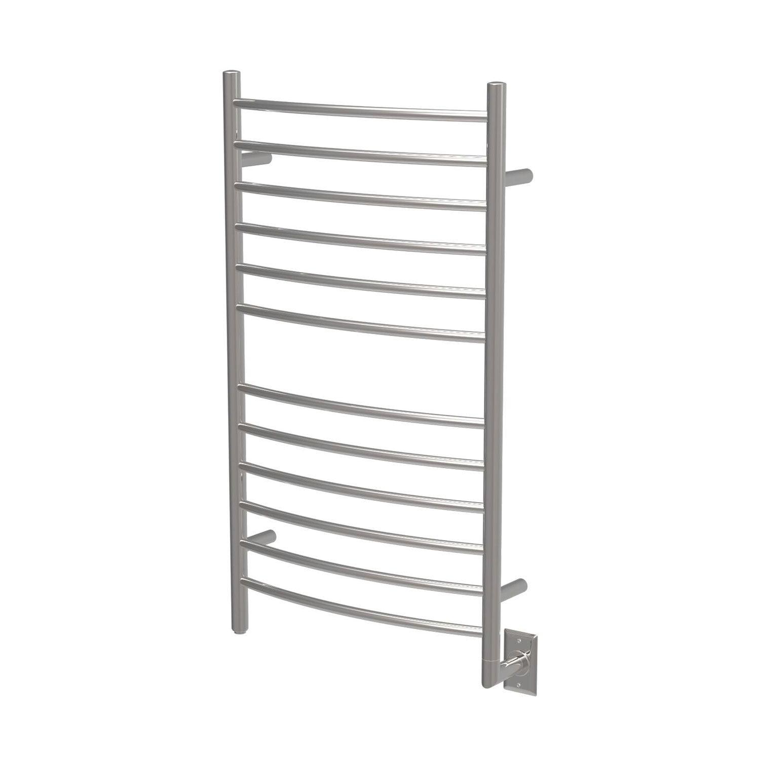 Polished Stainless Steel Curved 10-Bar Wall Mounted Towel Warmer