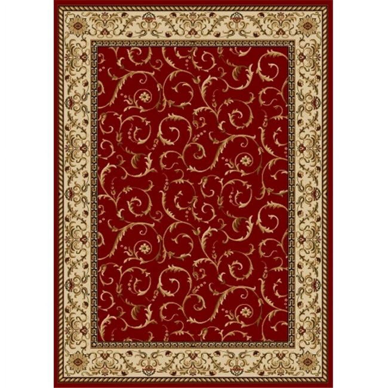 Elegant Red Floral 5'5" x 7'7" Synthetic Rectangular Area Rug