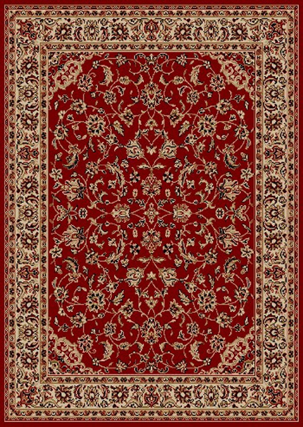 Rectangular 5' x 7' Red Synthetic Easy Care Area Rug