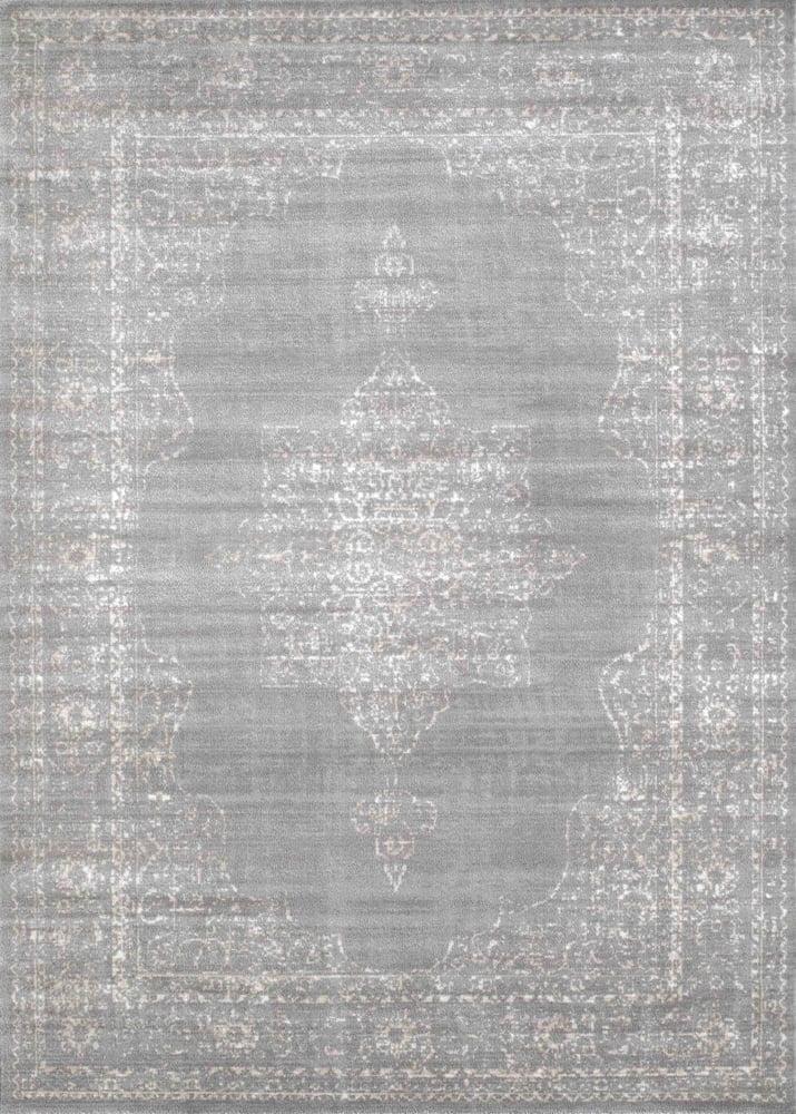 Rectangular Gray Synthetic Easy Care Area Rug 63" x 87"