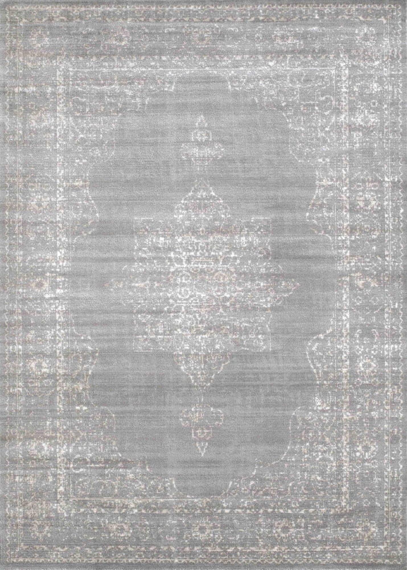 Radici Usa Colosseo Area Rug 3563 Traditional Grey Floral Medallion 5' 3" x 7' 3" Rectangle