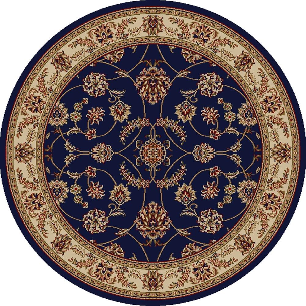 Radici Usa Como Area Rug 1596 Navy Vines Leaves 5' 3" x 5' 3" Round