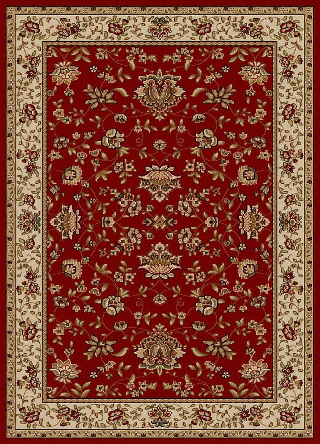 Red Floral Bordered Synthetic 3' x 5' Area Rug