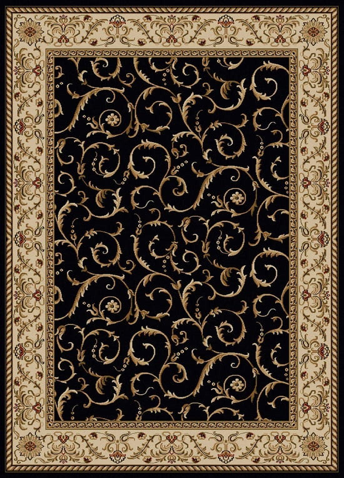 Black and Beige Rectangular Reversible Synthetic Area Rug 5' x 7'