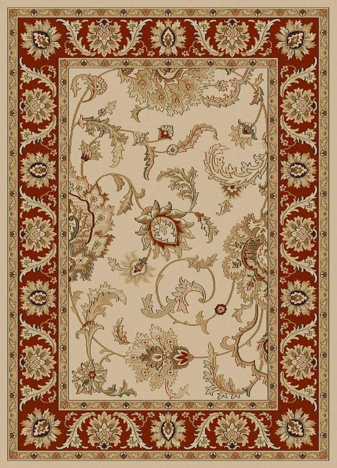 Como Ivory Floral Easy-Care Synthetic Runner Rug 2' x 8'