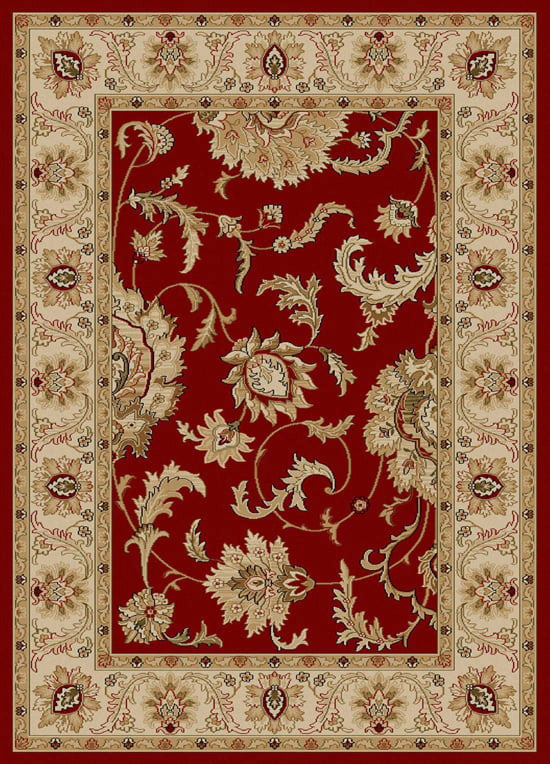 Red Floral Bordered Synthetic 3' x 5' Area Rug