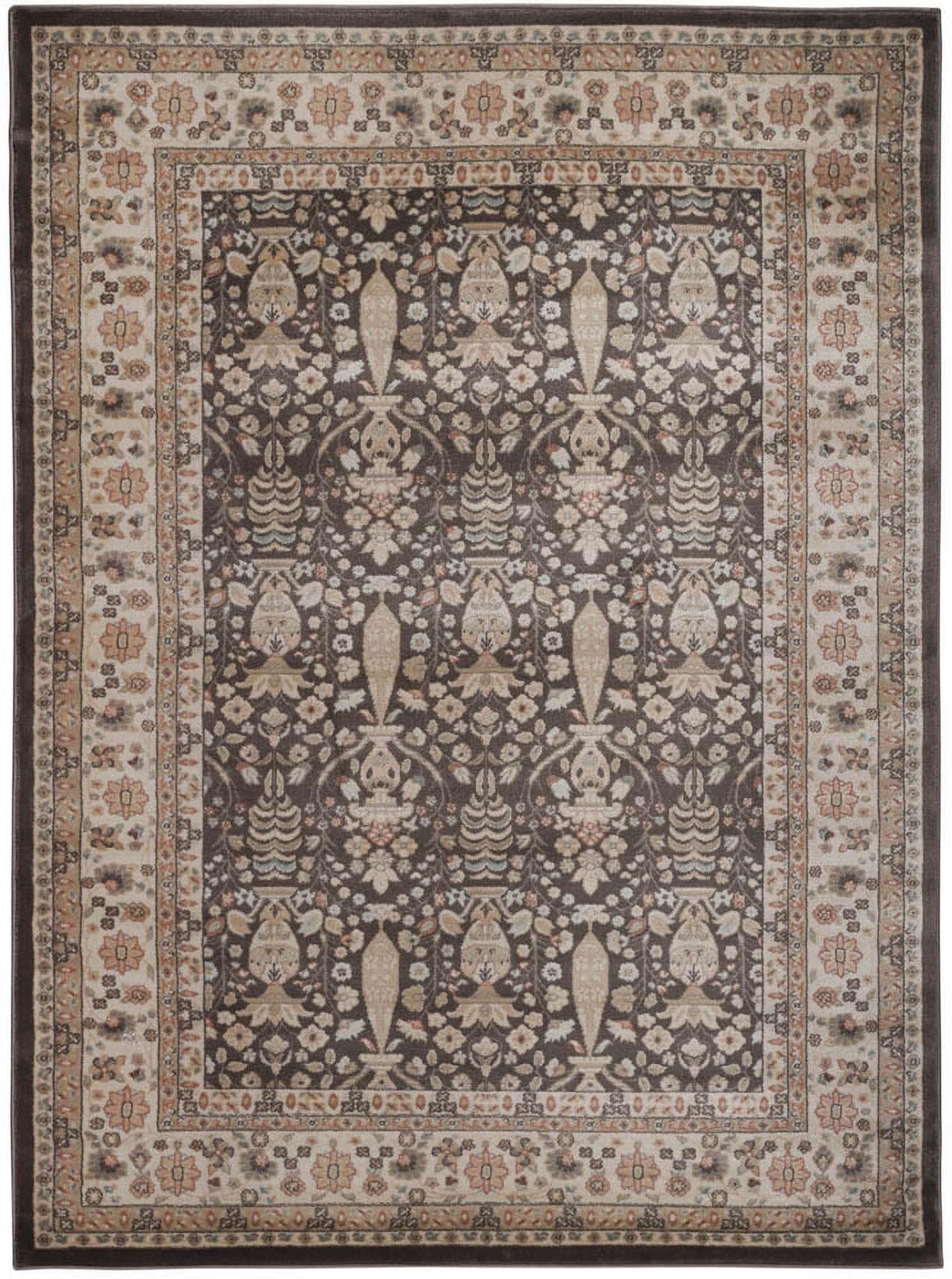 Radici Usa Garda Area Rug 3812 Traditional Brown Leaves Petals 5' 3" x 7' 3" Rectangle
