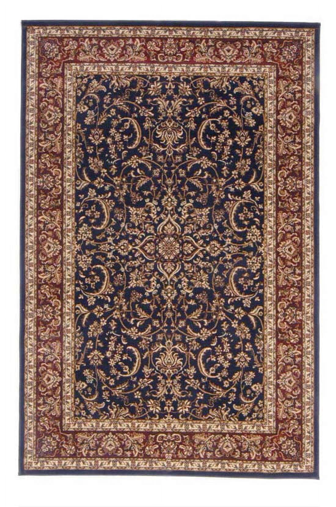 Elegant Navy Blue Synthetic Rectangular Rug, Easy-Care & Reversible