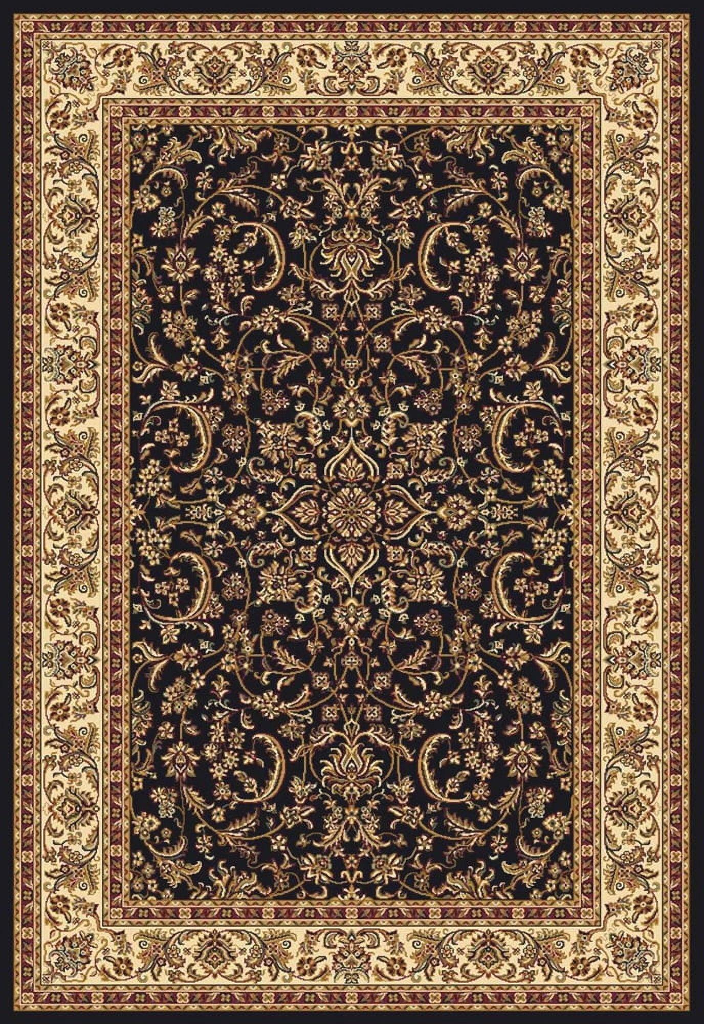 Radici Usa Noble Area Rug 1318 Traditional Black Bordered Medallion 5' 3" x 5' 3" Round