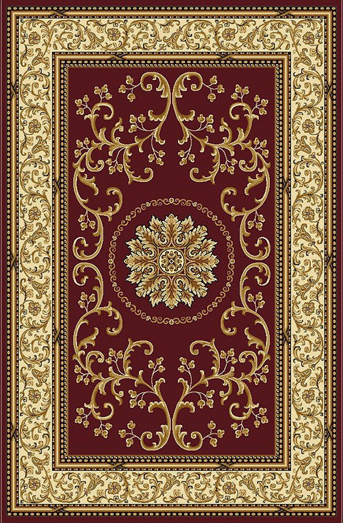 Burgundy and Ivory Synthetic Reversible Rectangular Area Rug