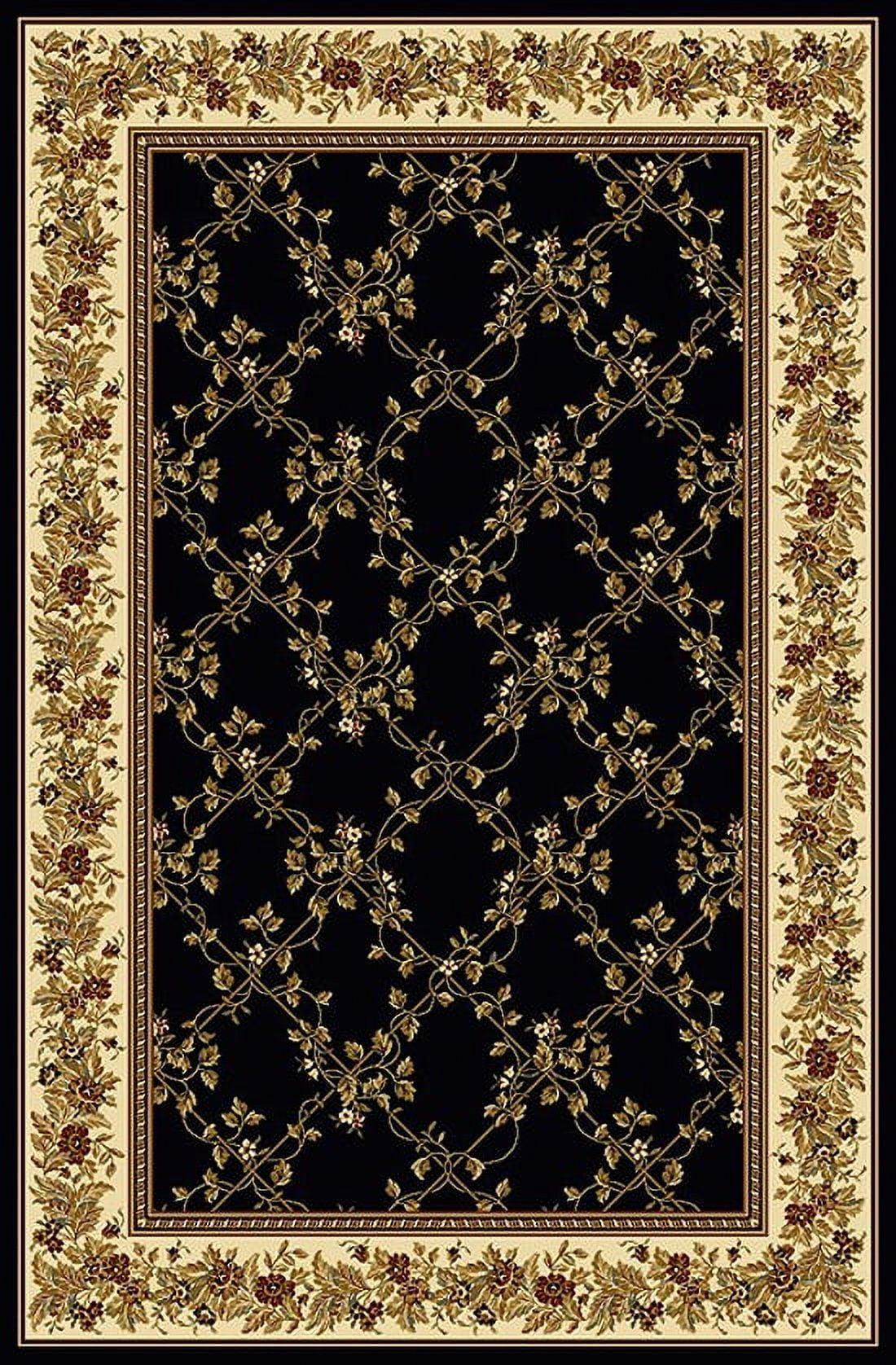 Radici Usa Noble Area Rug 1427 Black Floral Country 3' 3" x 5' 4" Rectangle