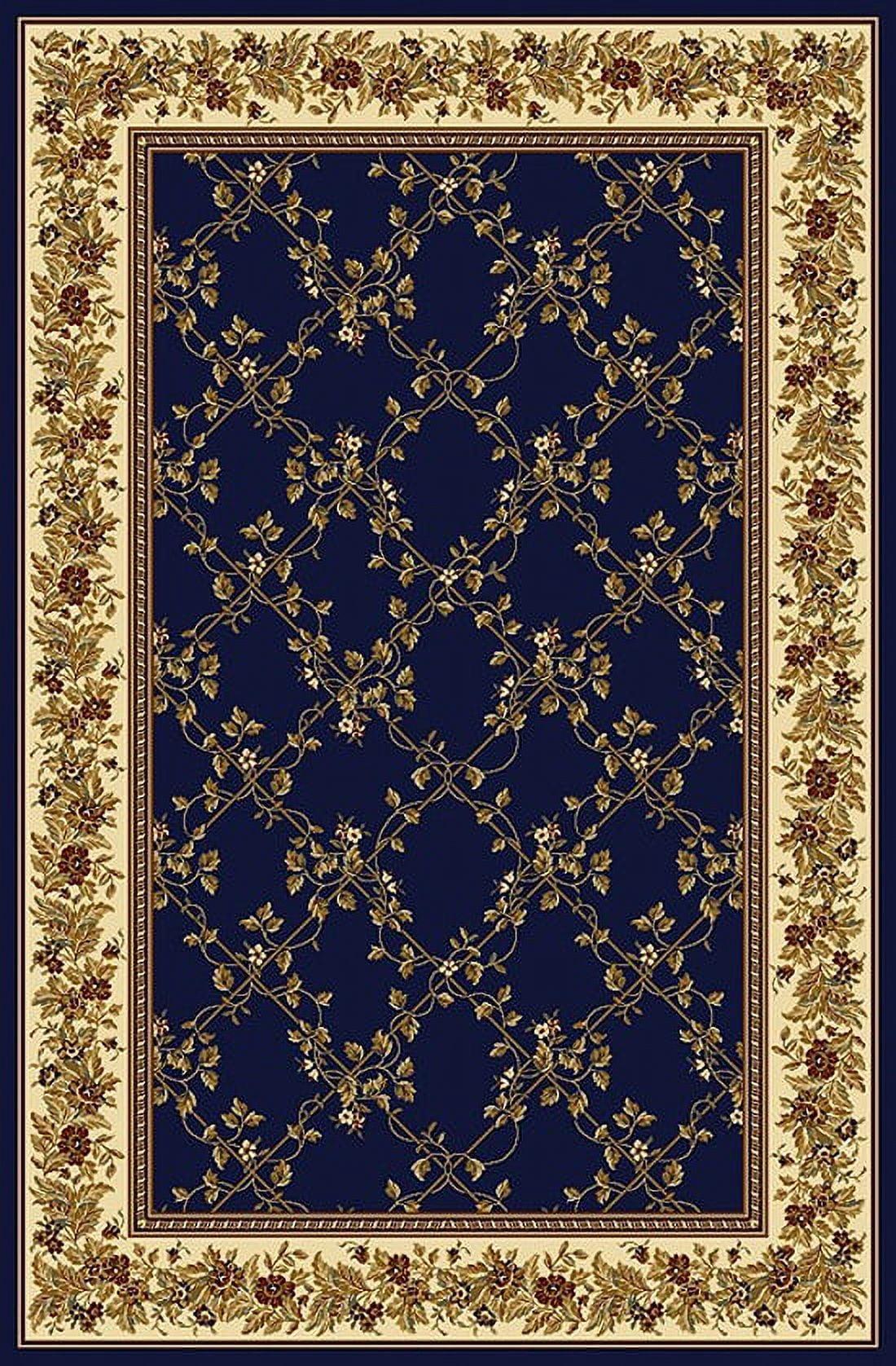 Radici Usa Noble Area Rug 1427 Navy Blue Floral Country 2' 2" x 8' Rectangle