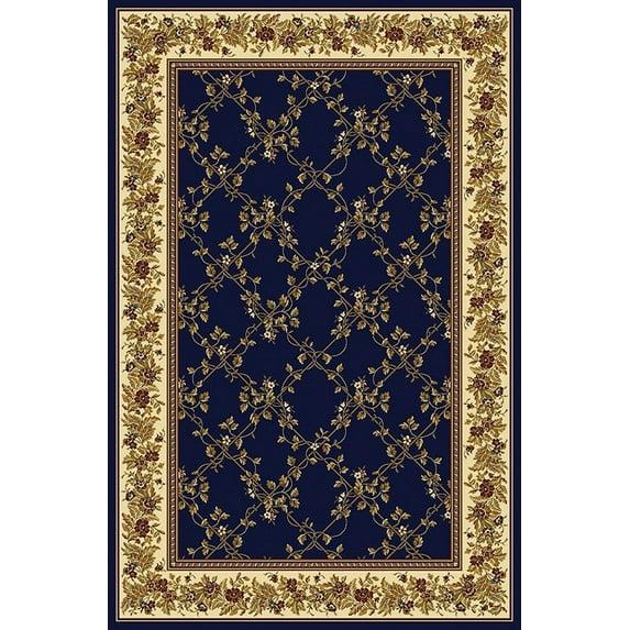 Radici Usa Noble Area Rug 1427 Navy Blue Floral Country 2' 2" x 8' Rectangle