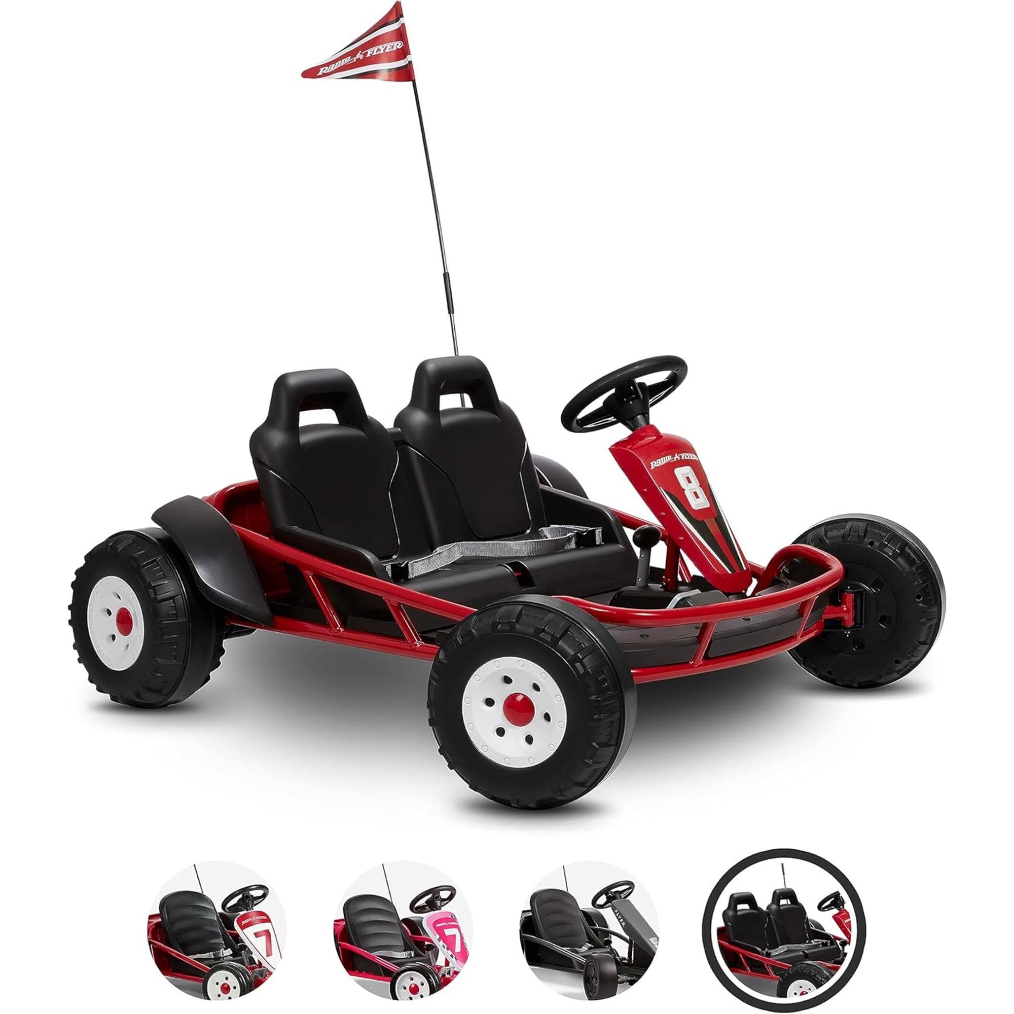 Radio Flyer Ultimate 24 Volt Electric Go-Kart with 2 Seats, Adjustable Seat, Rubber Wheels, and Speeds up to 8 MPH, for Kids Ages 3-8, Red