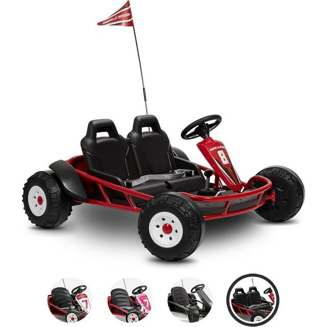 Radio Flyer Ultimate 24 Volt Electric Go-Kart with 2 Seats, Adjustable Seat, Rubber Wheels, and Speeds up to 8 MPH, for Kids Ages 3-8, Red