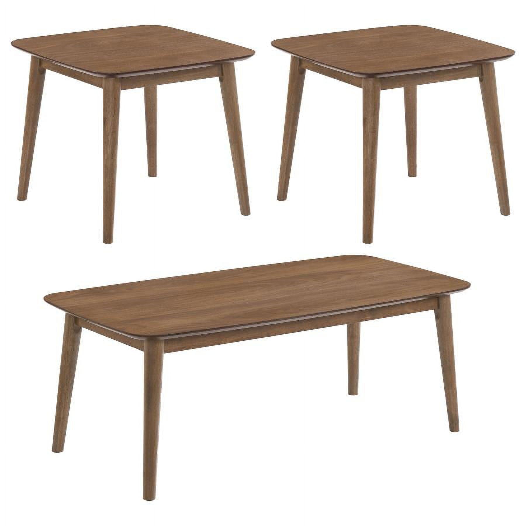 3pc Radley Wood Coffee Table Set Walnut - Coaster: Modern Living Room Furniture, Beveled Edge Design