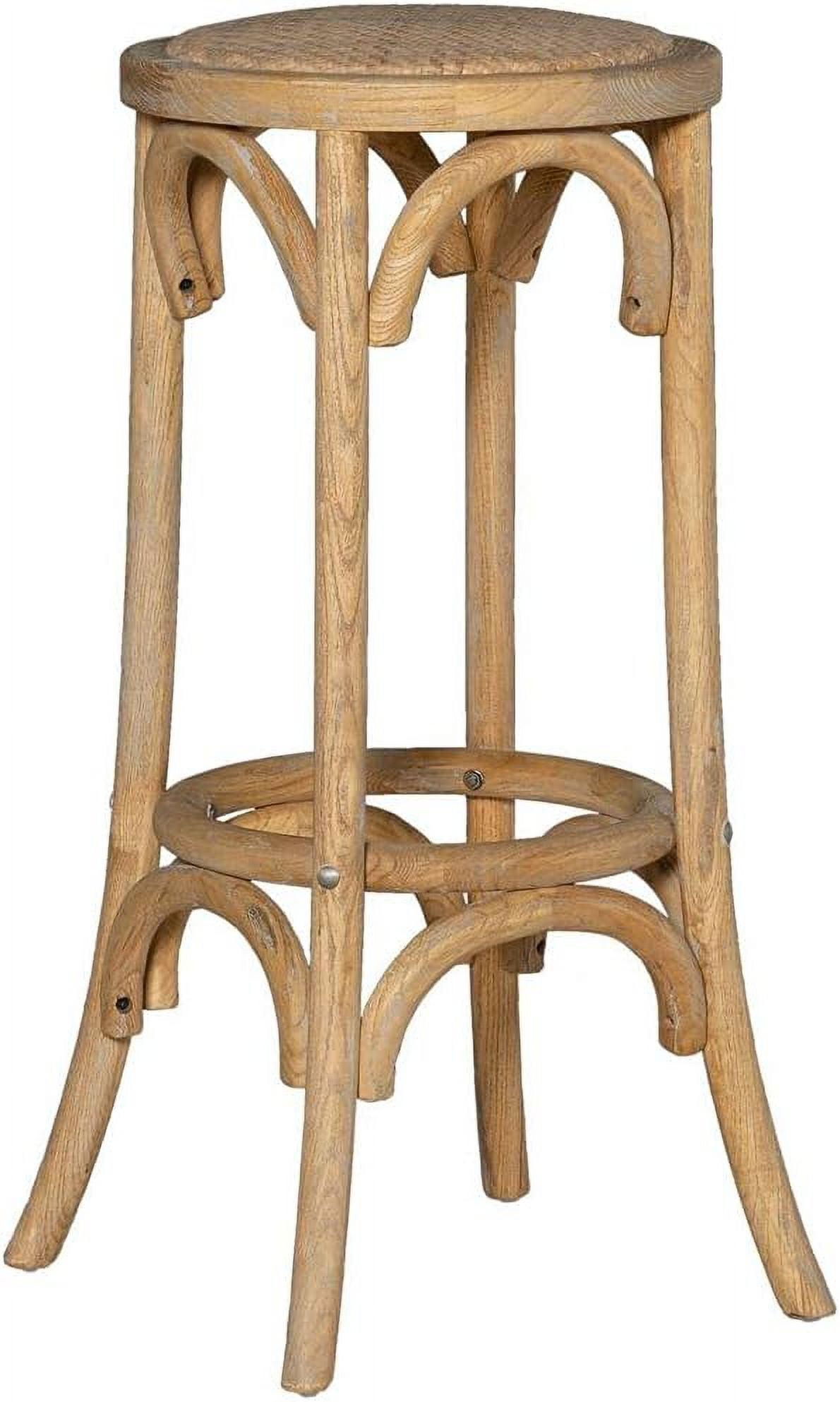 Ferrera Solid Elm Wood Cane Rattan Seat Backless Stool