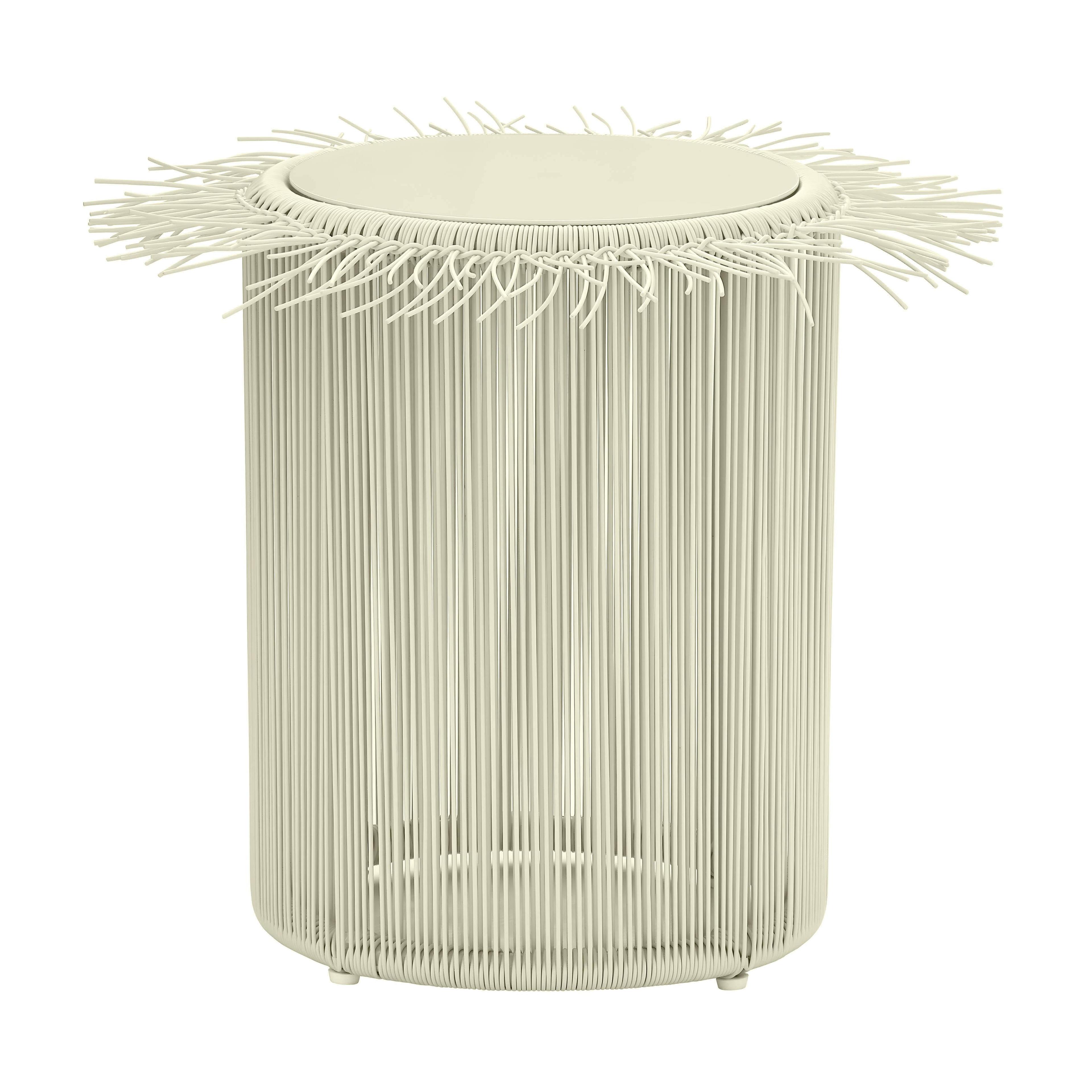 Rafa Cream Round Wicker Outdoor Side Table