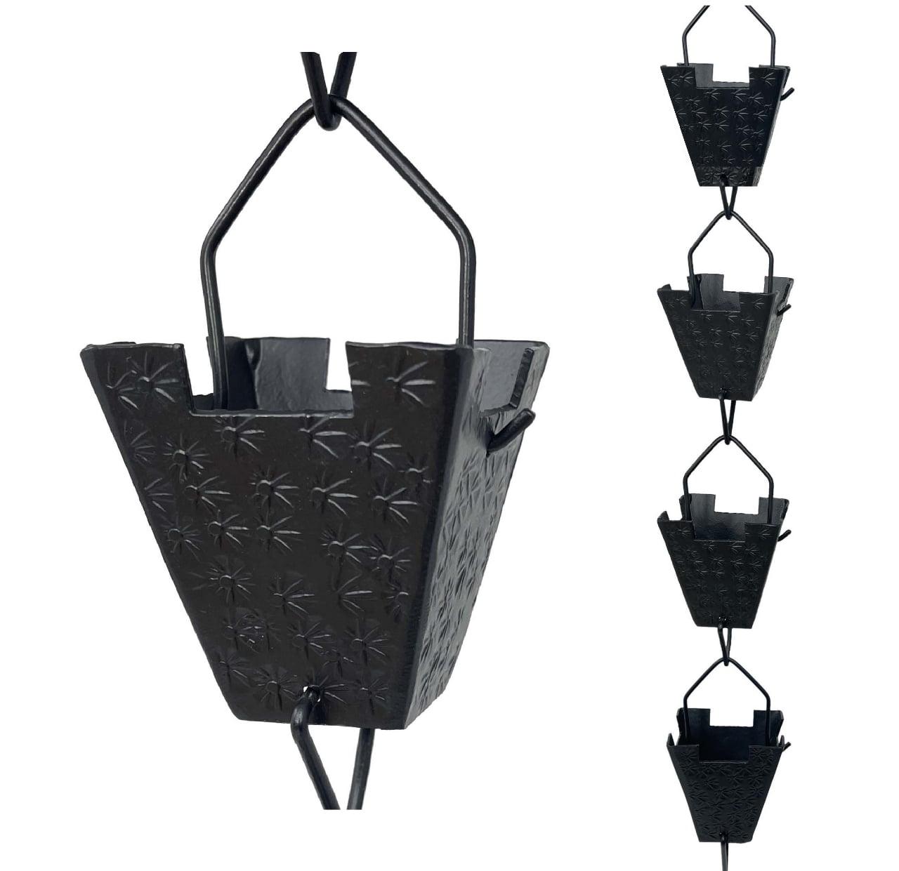 8.5 ft Black Aluminum Castle Square Rain Chain