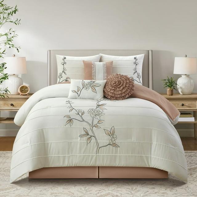 Nanshing America, Inc Raina Microfiber 7 Piece Floral Comforter Set