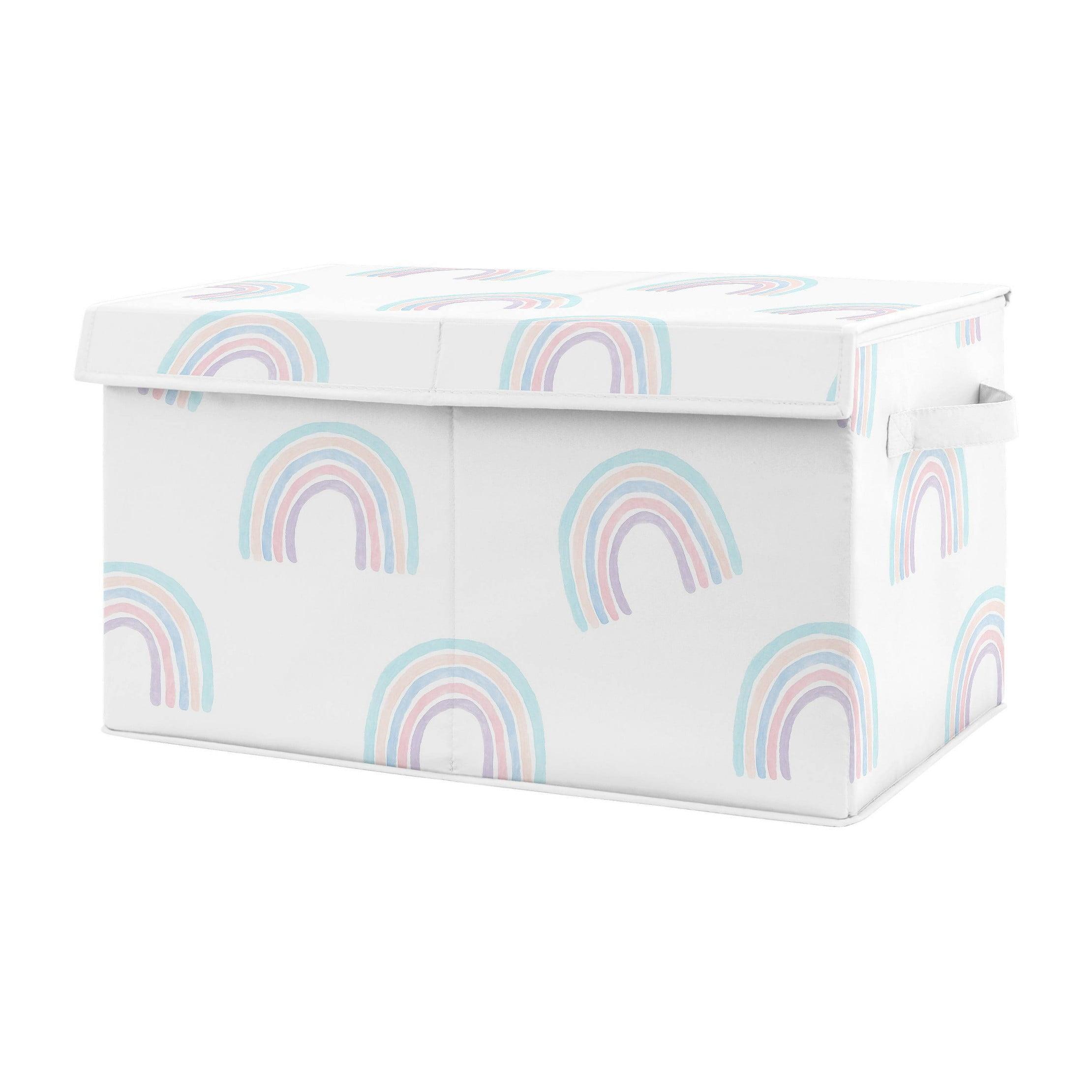 Pastel Rainbow Fabric Storage Toy Bin with Lid