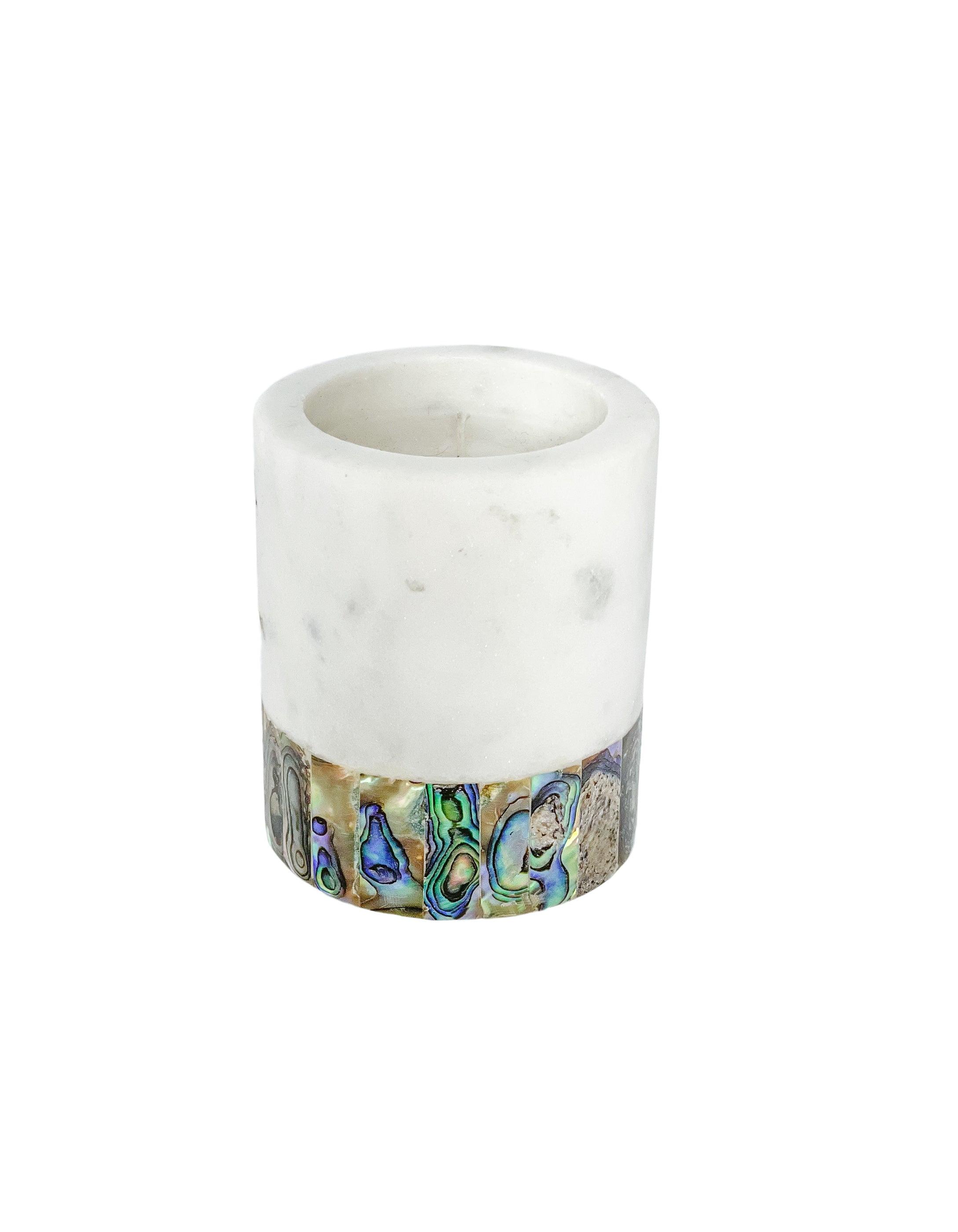 Small White Soy Eucalyptus Candle with Marble Holder