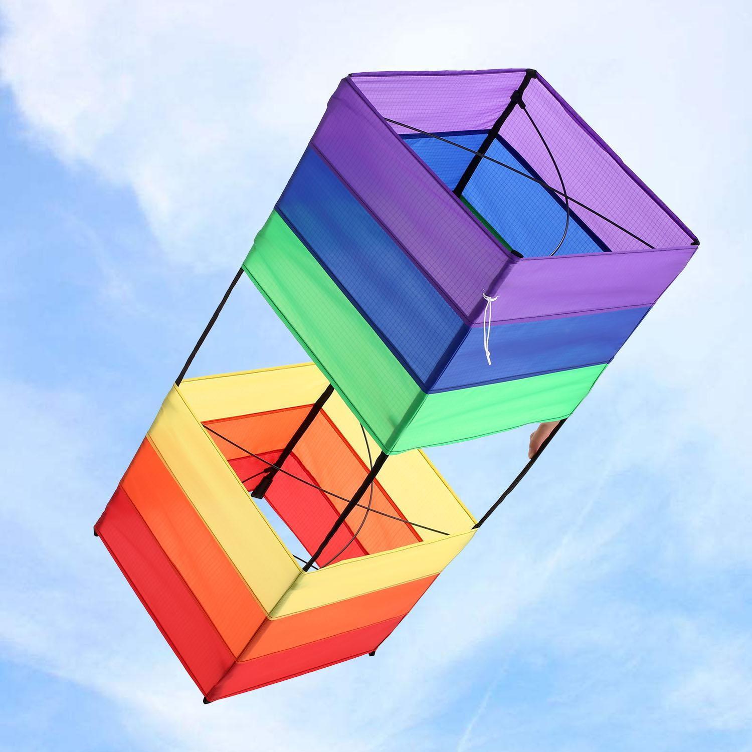 Rainbows Rectangle Box Kite for Kids and Adults Outdoor Games