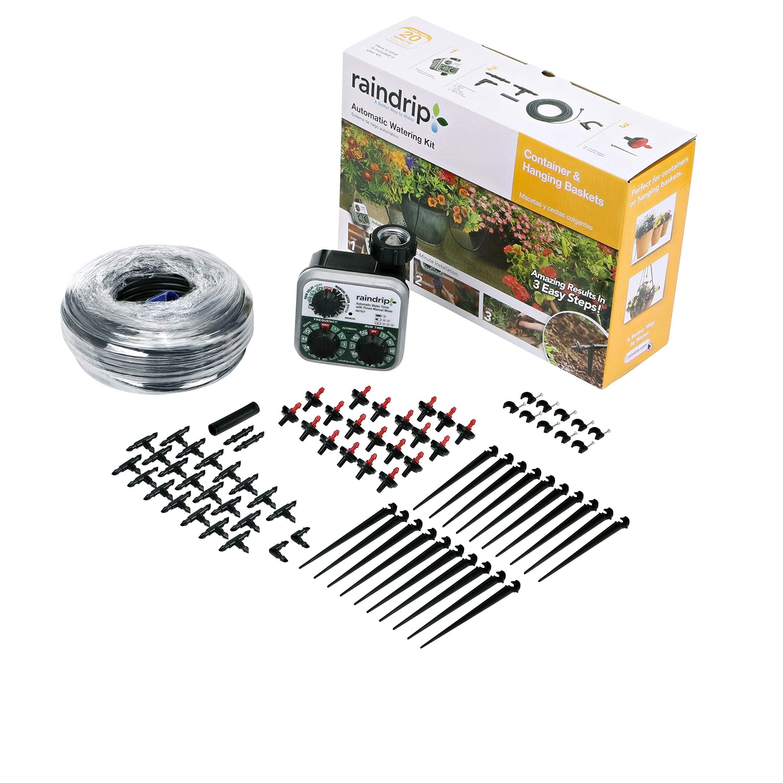 Rain Drip Auto Container& Hanging Basket Kit With Timer