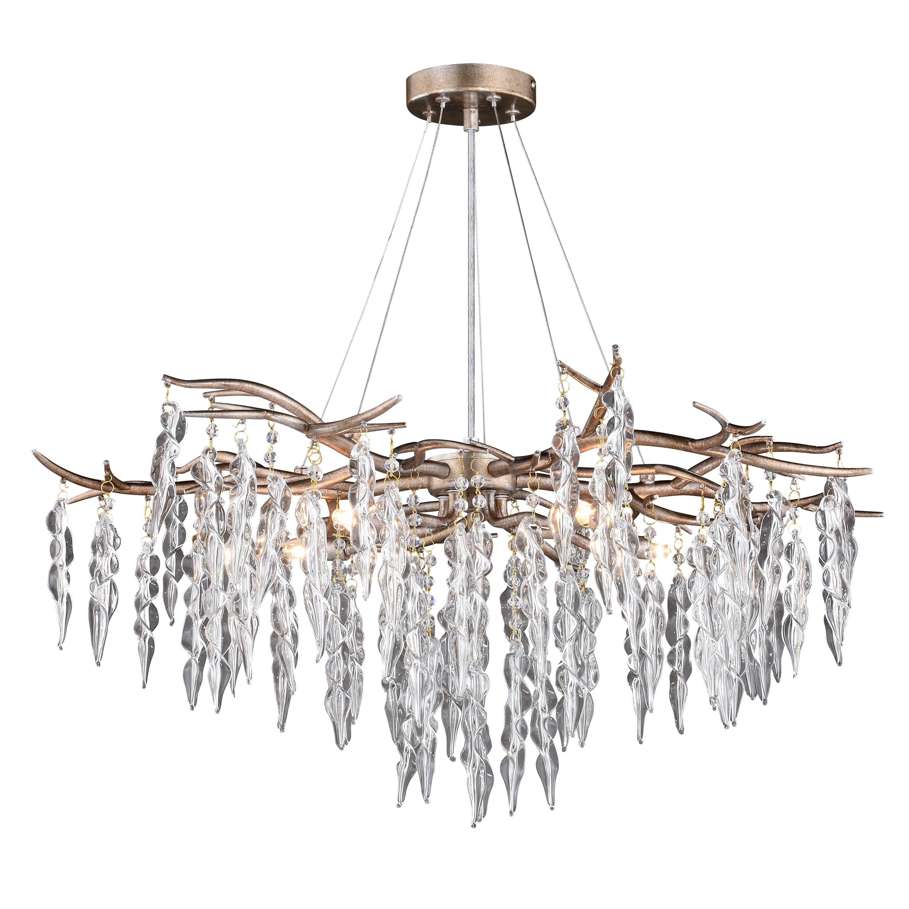 Rainier Silver Crystal 5-Light Waterfall Chandelier