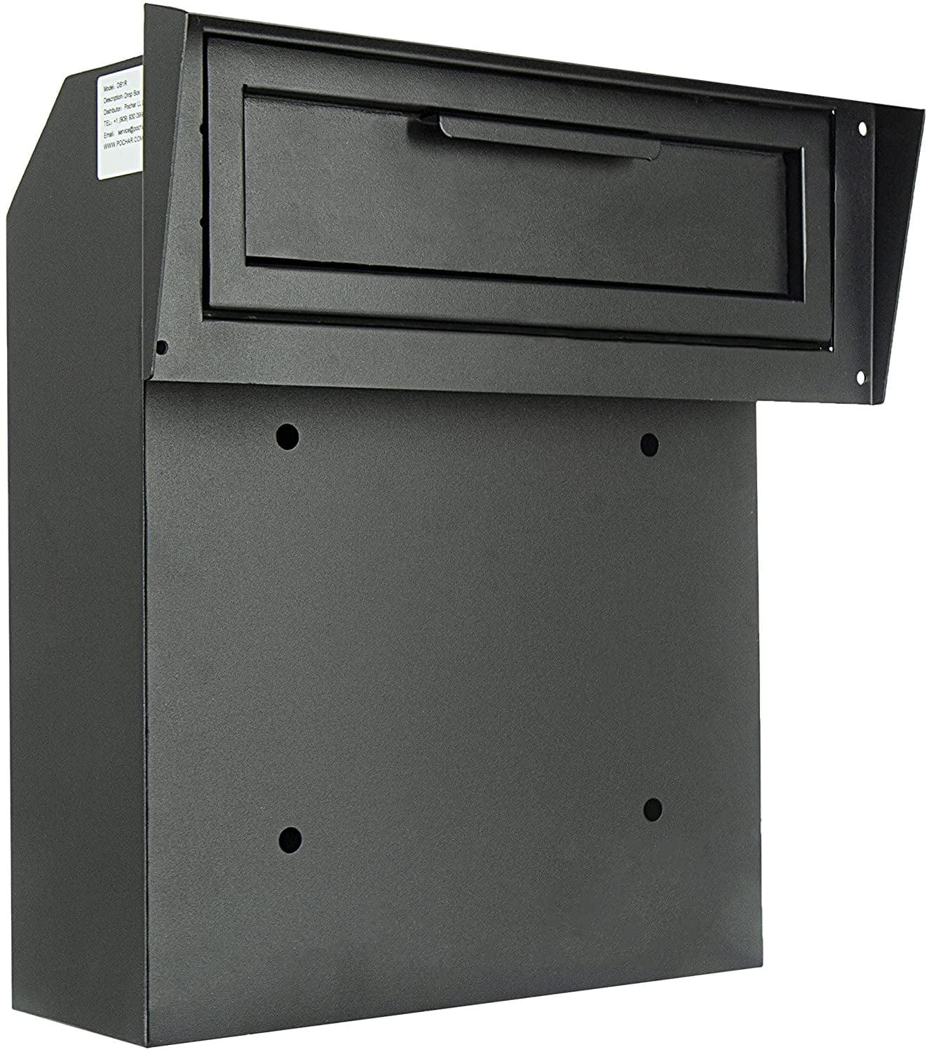 Matte Black Steel Lockable Rainproof Mailbox with Slot