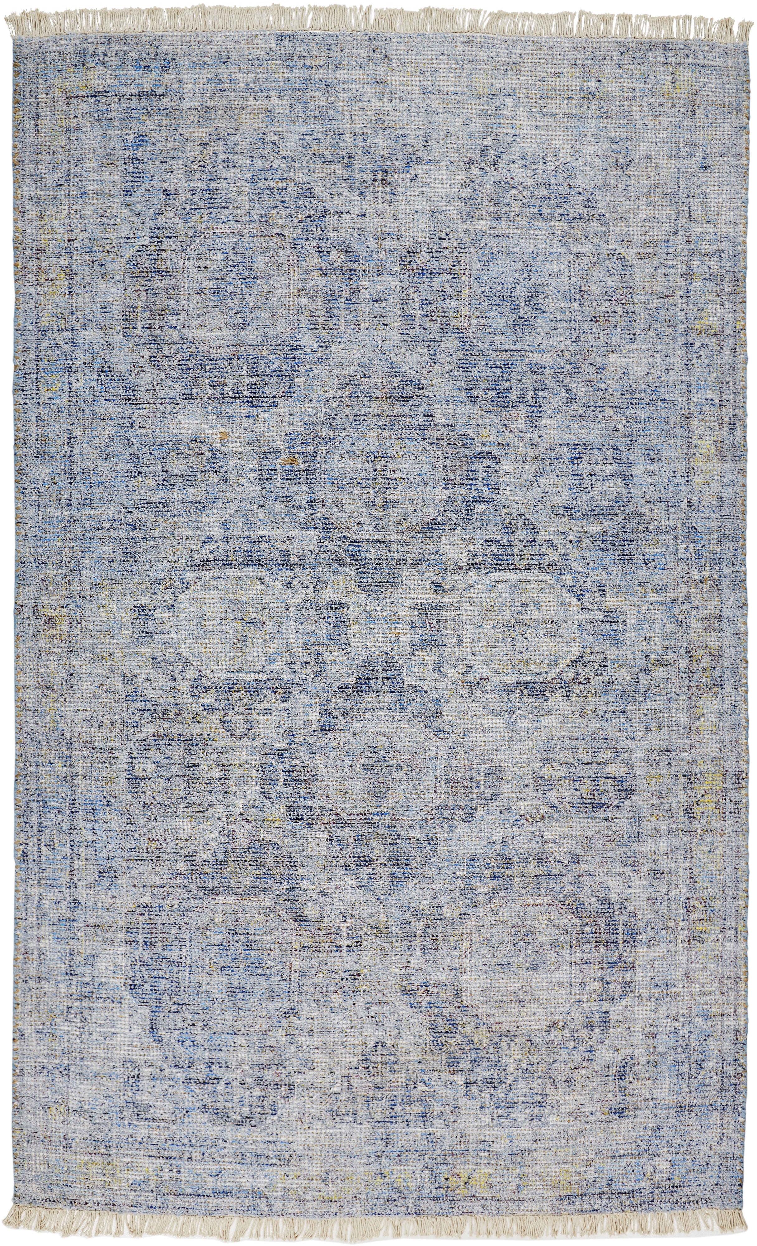 Classic Blue & Beige Handmade Tufted Wool-Viscose 5' x 7' Area Rug