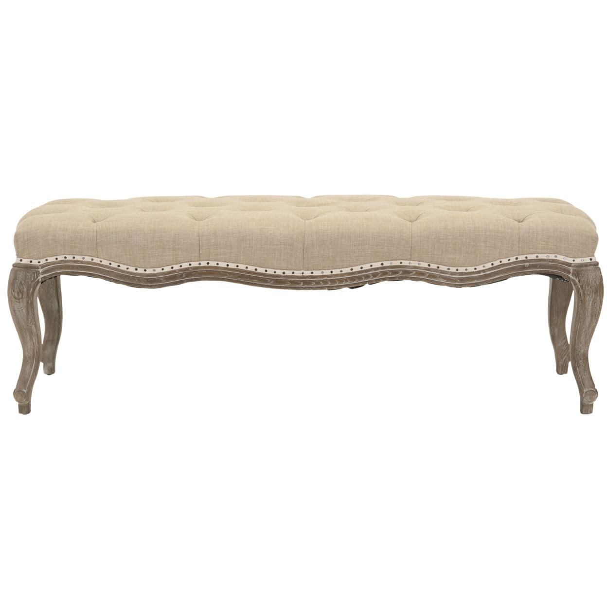 Ramsey Bench With Flat Black Nail Heads - Wheat/Natural Cream - Safavieh