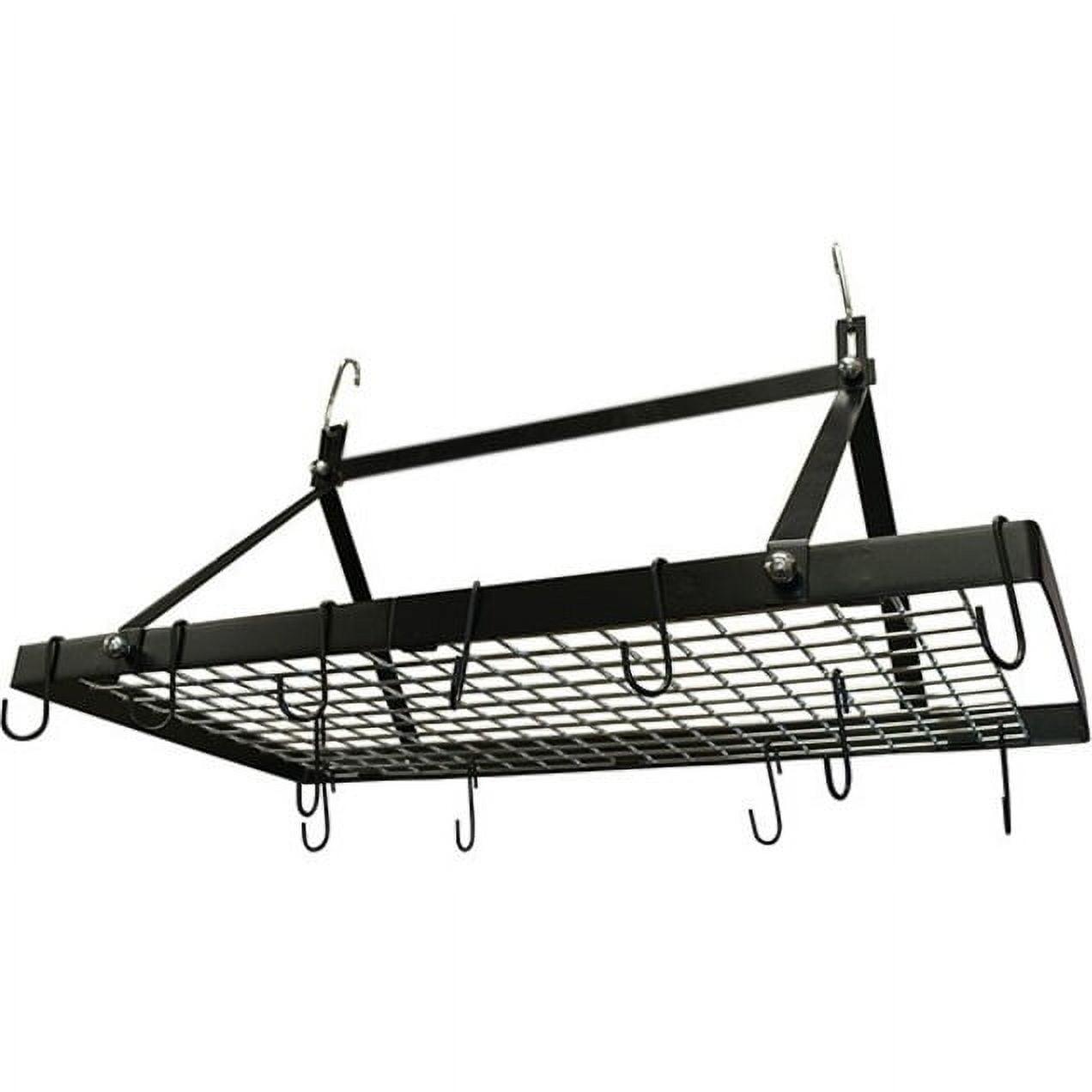 Black Enamel Rectangle Ceiling Pot Rack with Hooks