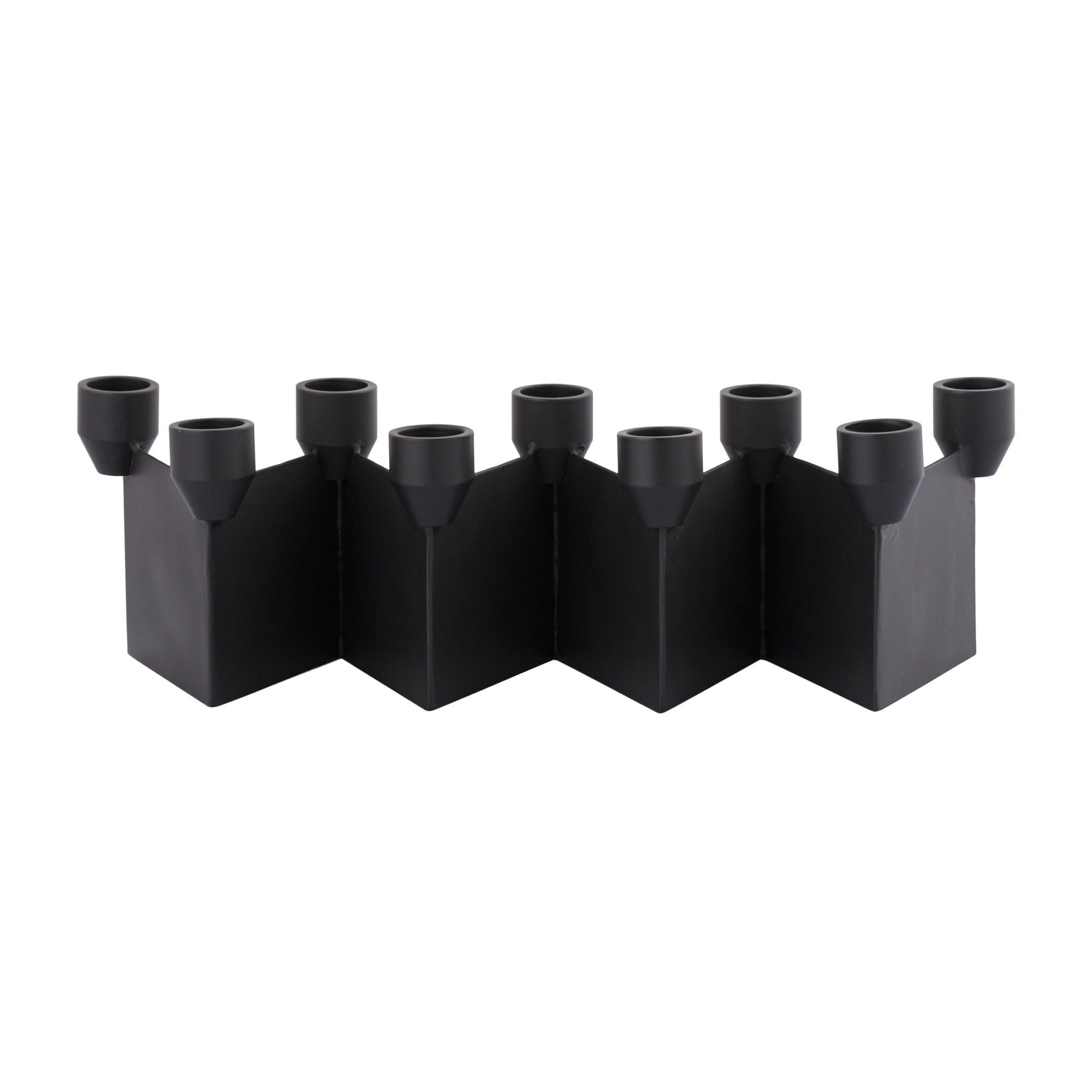 Aged Black 13'' Contemporary Christmas Hurricane Candleholder