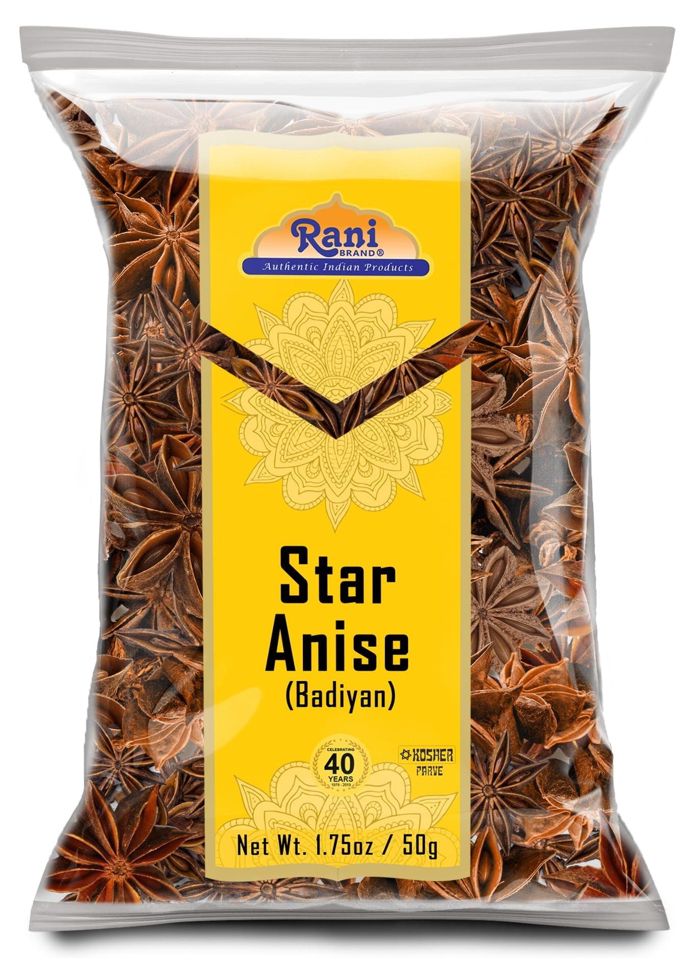 Star Anise Seeds (Badian Khatai) - 1.75oz (50g) - Rani Brand Authentic Indian Products